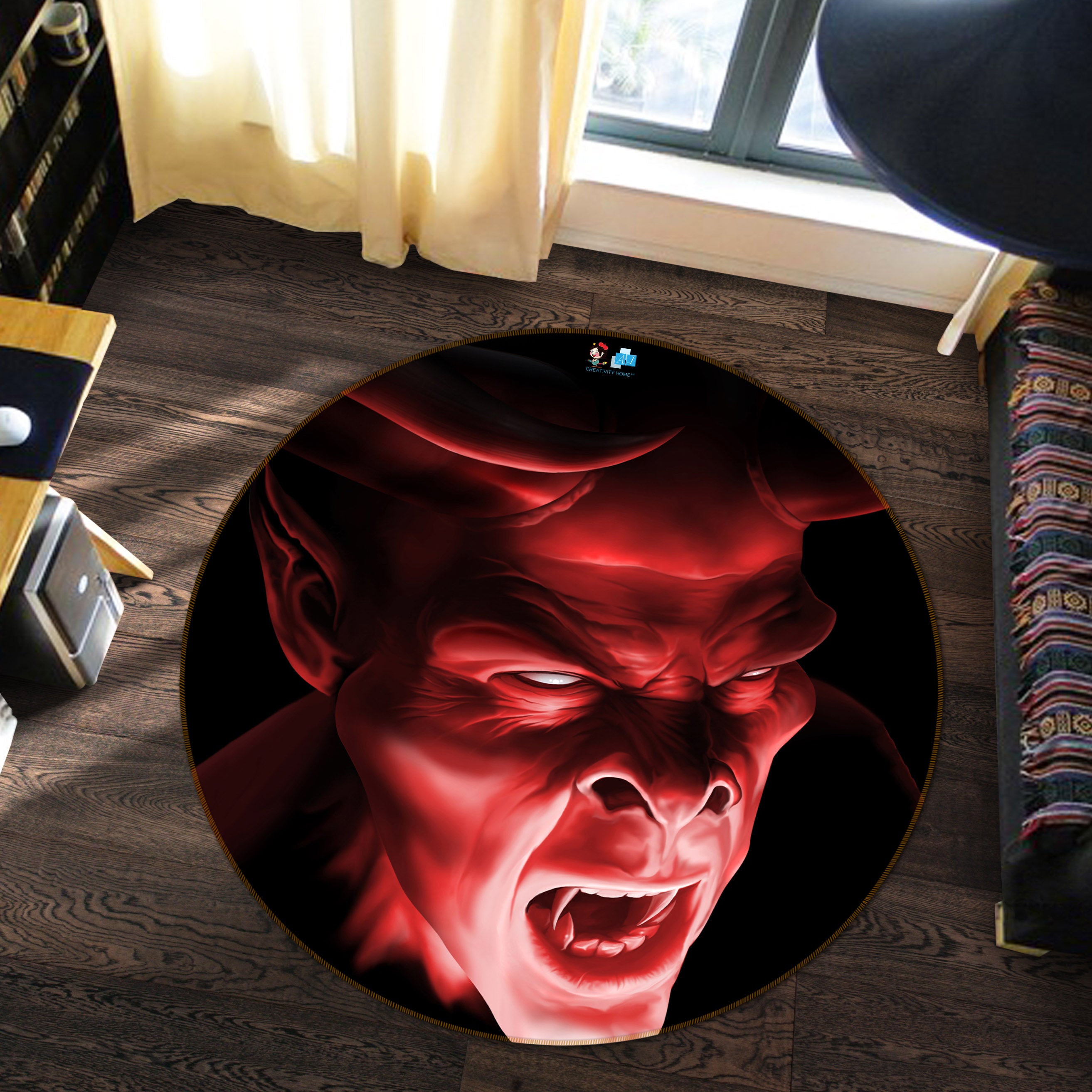 3D Monster 4175 Tom Wood Rug Round Non Slip Rug Mat