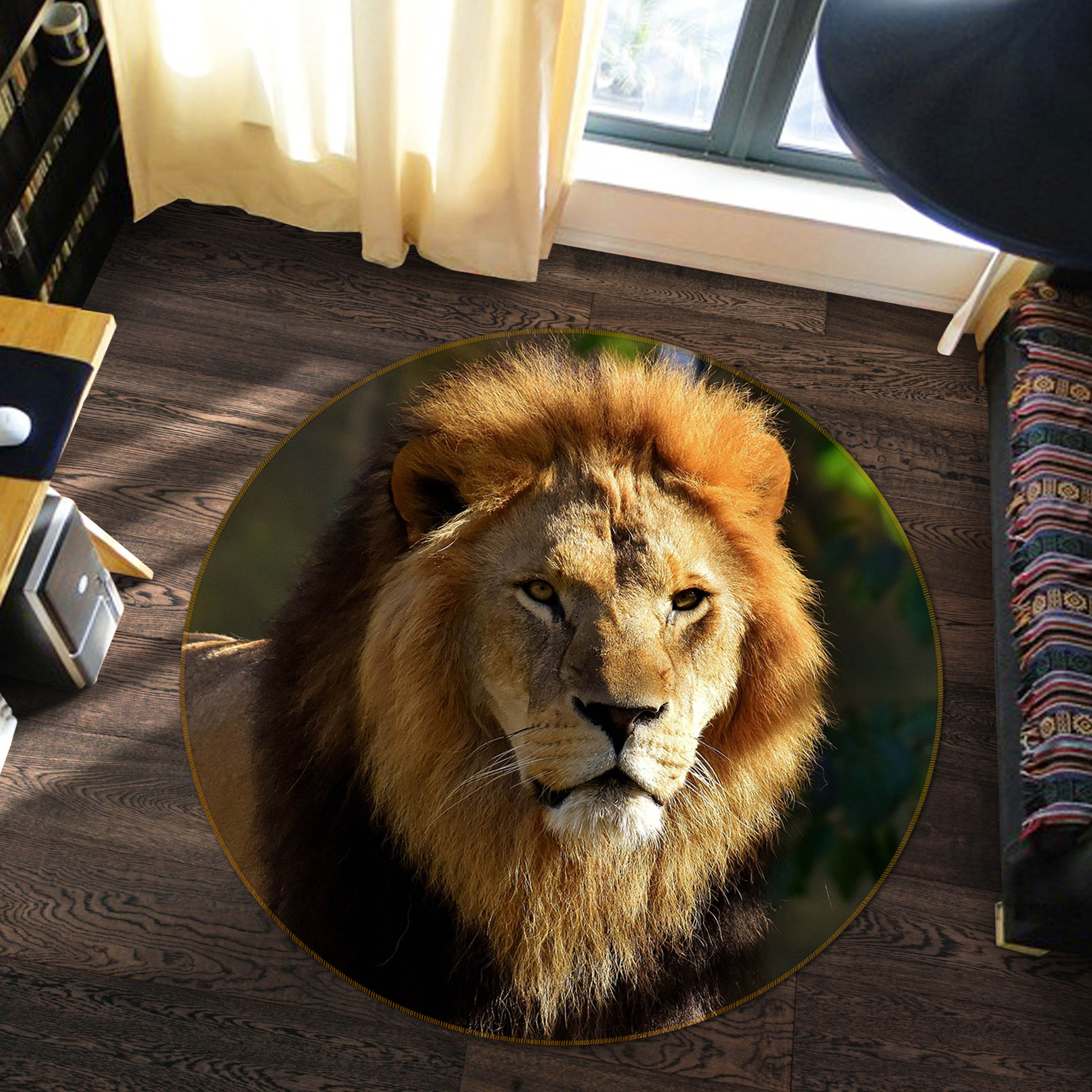 3D Spiritual Lion 076 Animal Round Non Slip Rug Mat Mat AJ Creativity Home 