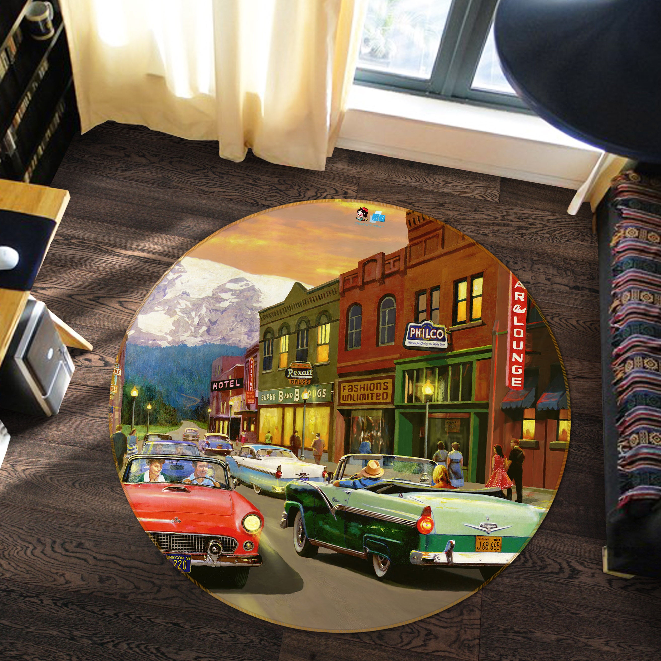 3D House Street 071 Kevin Walsh Rug Round Non Slip Rug Mat