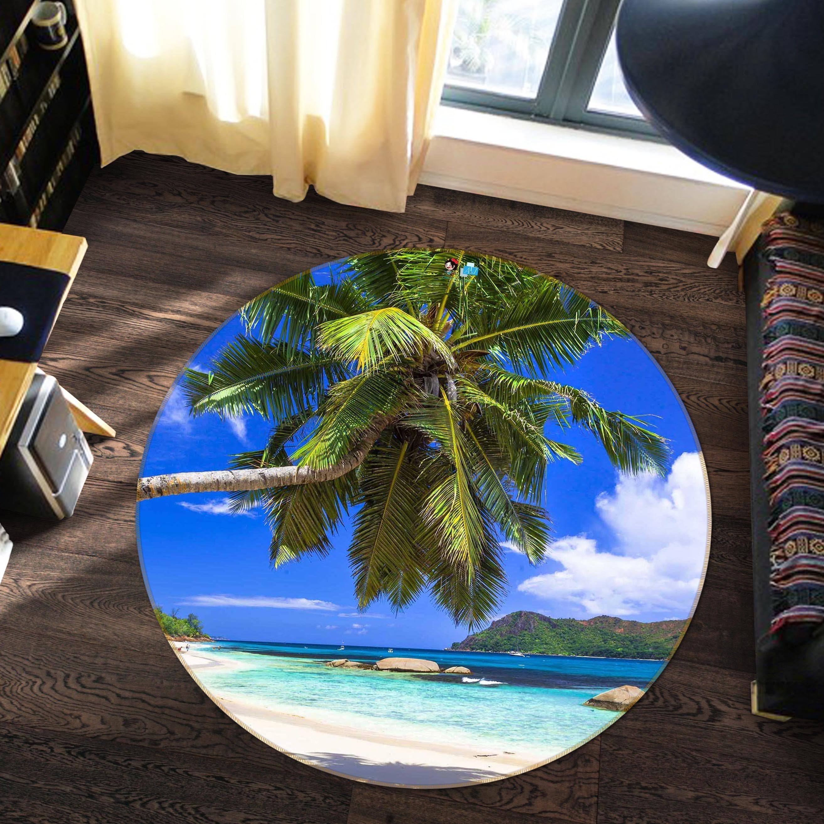 3D Bay Beach Scenery 136 Round Non Slip Rug Mat Mat AJ Creativity Home 