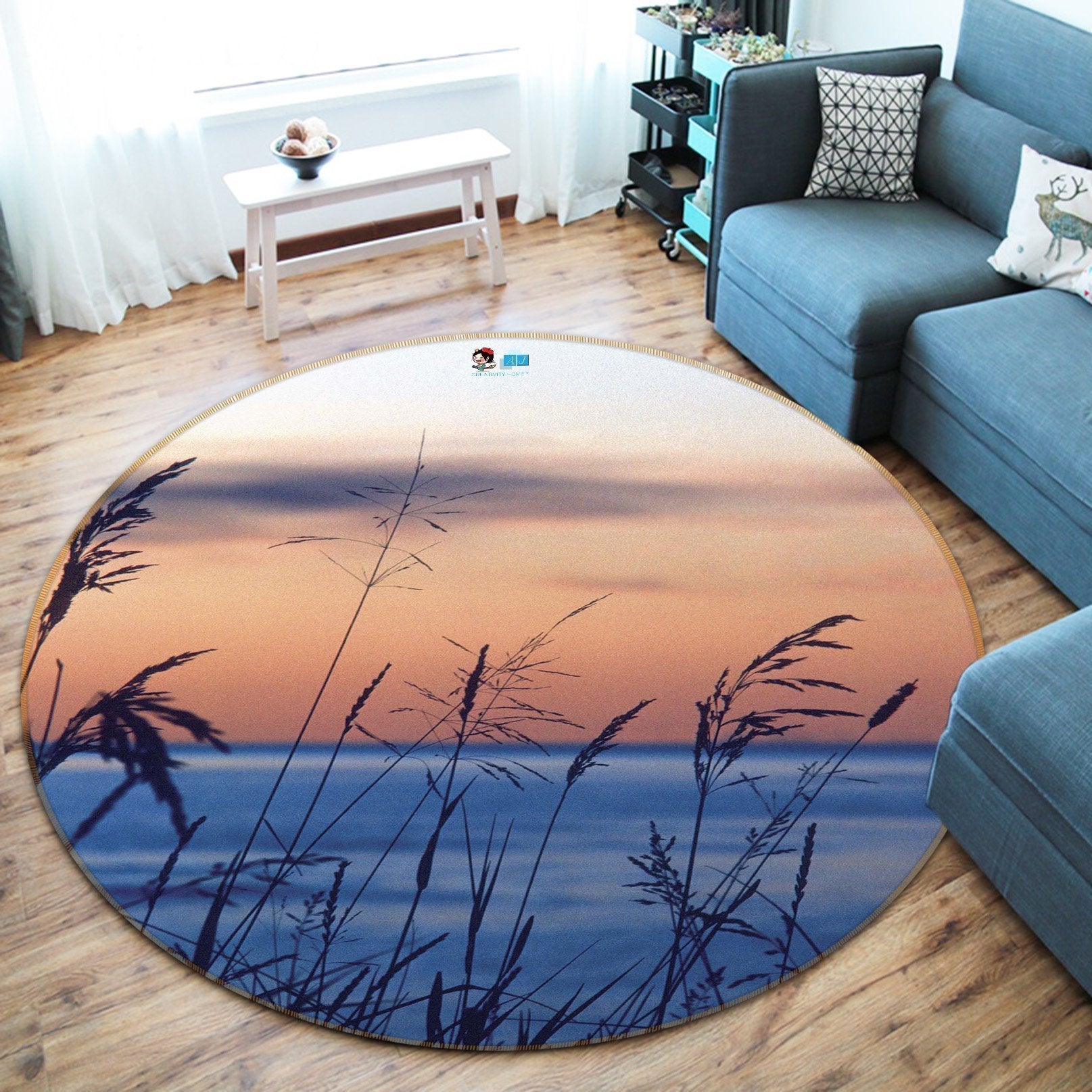 3D Seaside Weeds 132 Round Non Slip Rug Mat Mat AJ Creativity Home 