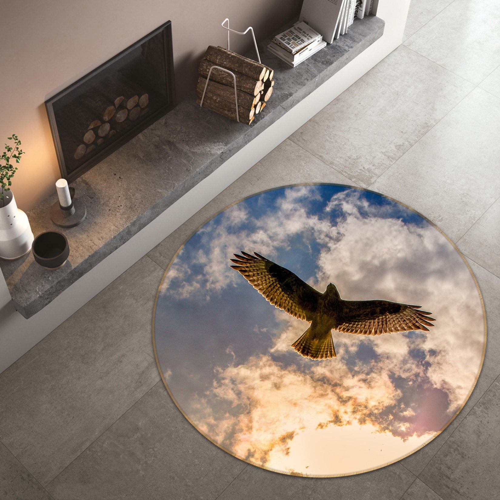 3D Goshawk 025 Animal Round Non Slip Rug Mat Mat AJ Creativity Home 