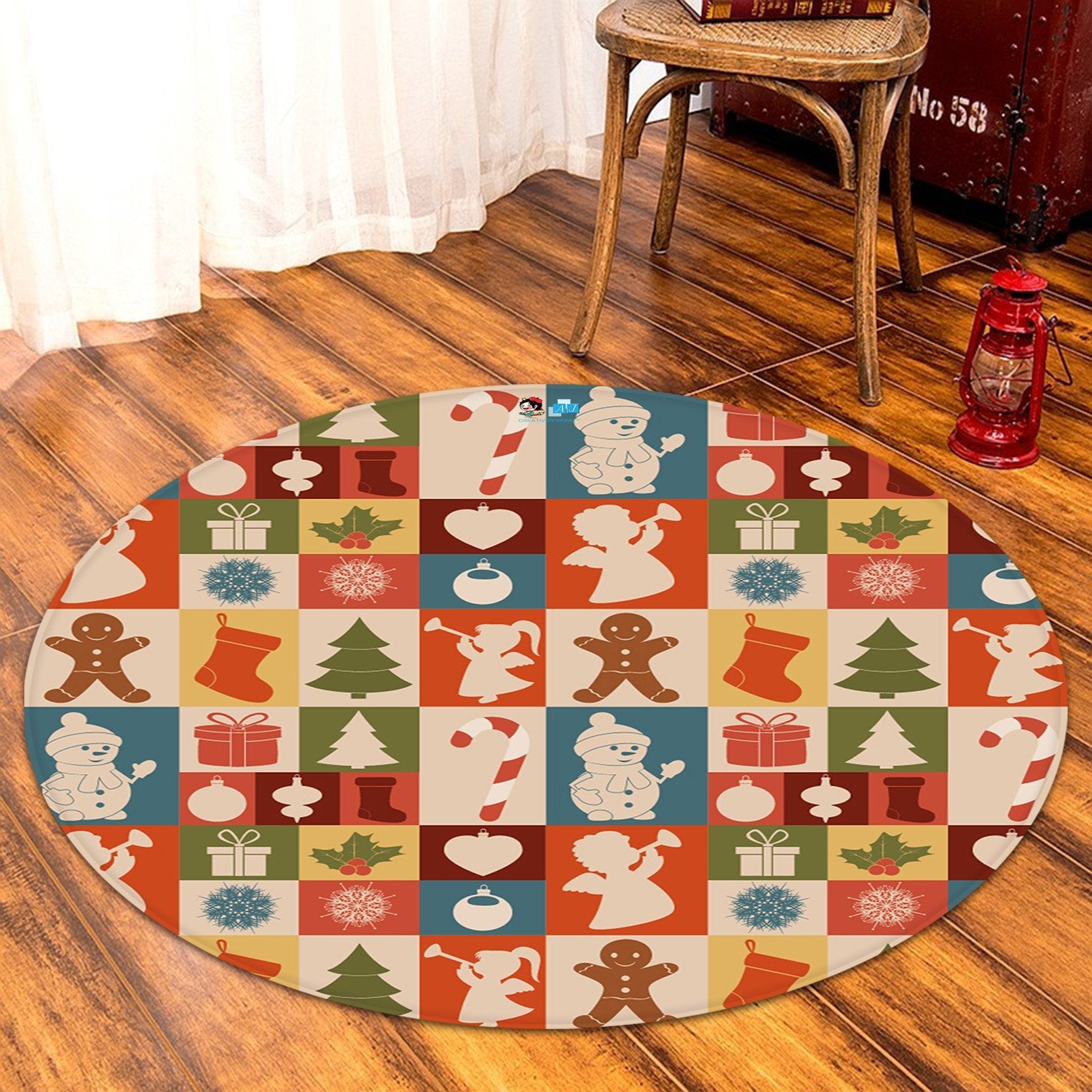 3D Palace Christmas Pattern 078 Round Non Slip Rug Mat Mat AJ Creativity Home 