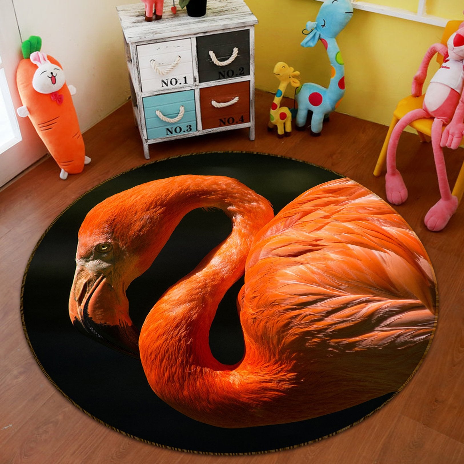 3D Flamingo 015 Animal Round Non Slip Rug Mat Mat AJ Creativity Home 