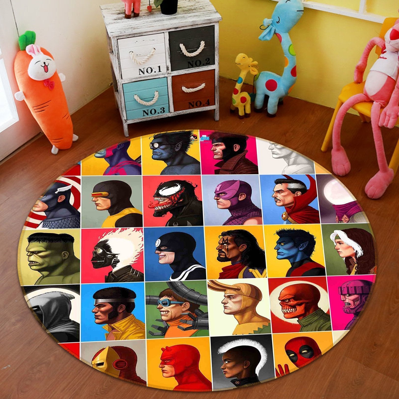 3D Character Avatars 35 Round Non Slip Rug Mat Mat AJ Creativity Home 