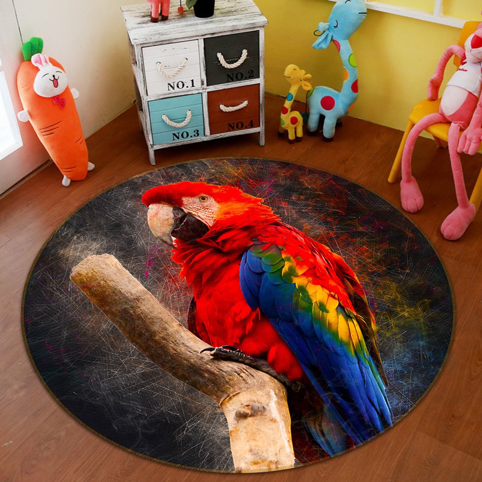3D Colorful Parrot 020 Animal Round Non Slip Rug Mat Mat AJ Creativity Home 