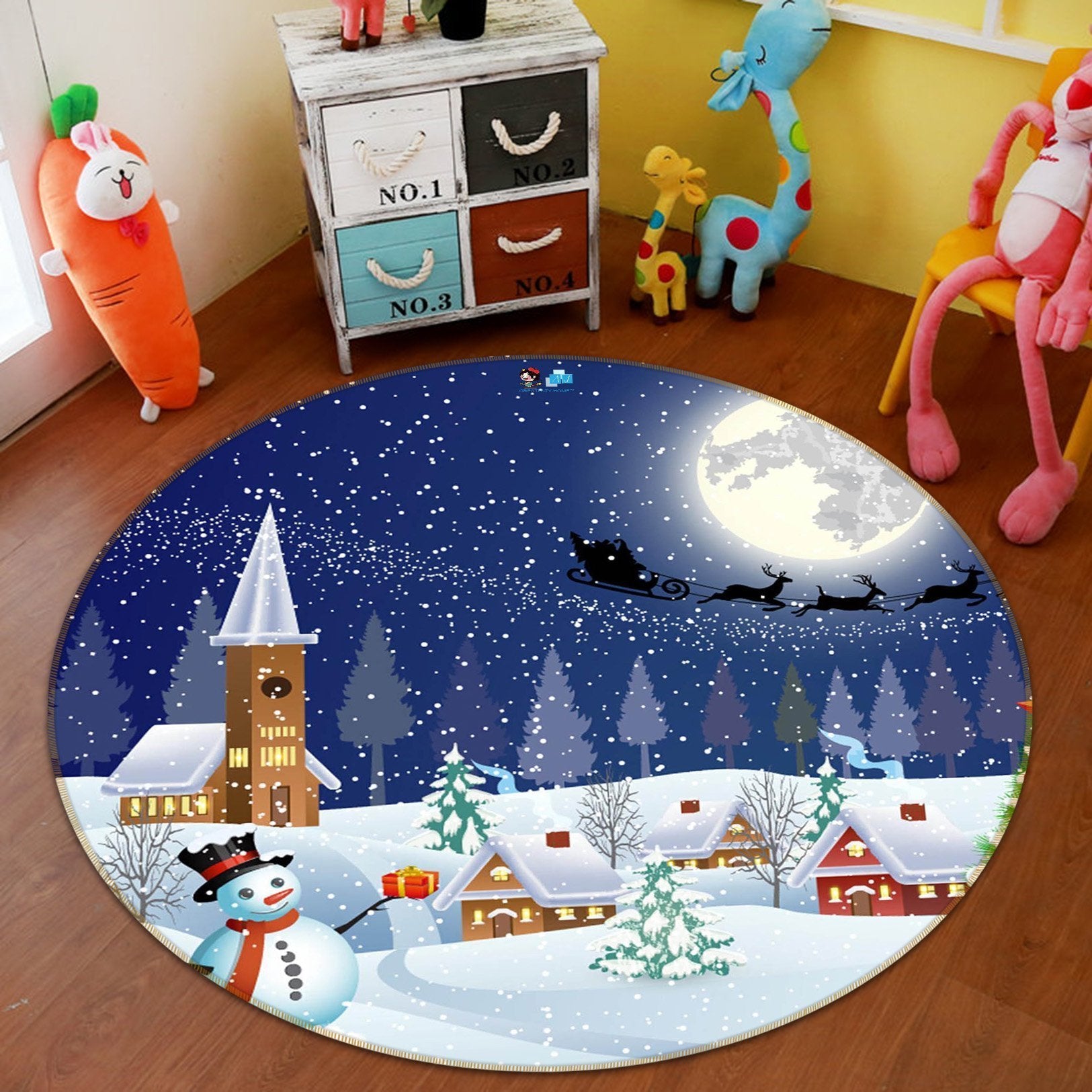 3D Pretty Christmas Eve 76 Round Non Slip Rug Mat Mat AJ Creativity Home 