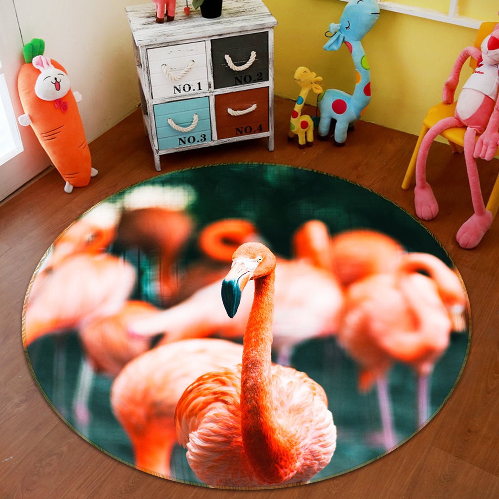 3D Flamingo Mouth 047 Animal Round Non Slip Rug Mat Mat AJ Creativity Home 