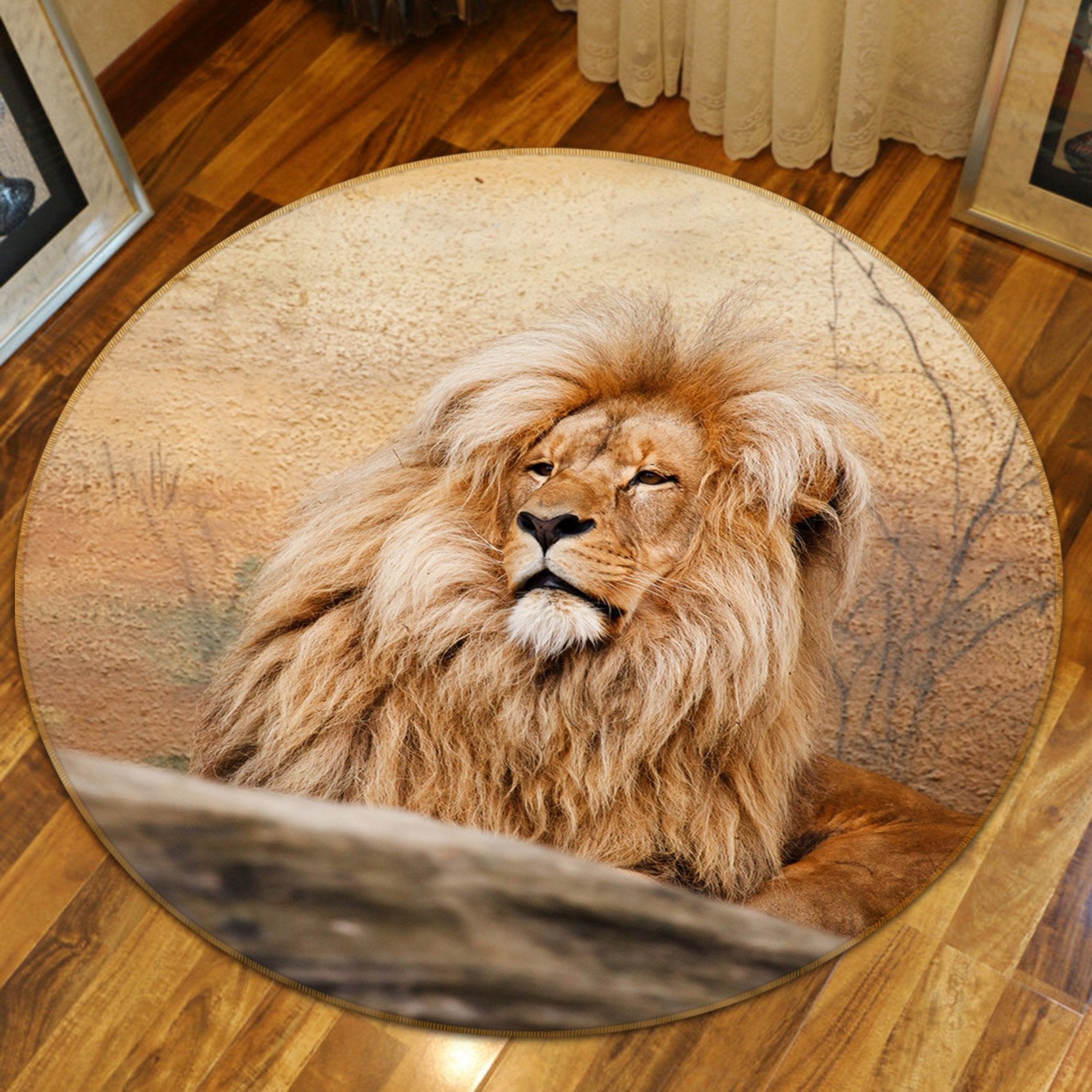 3D Wilderness Lion 012 Animal Round Non Slip Rug Mat Mat AJ Creativity Home 