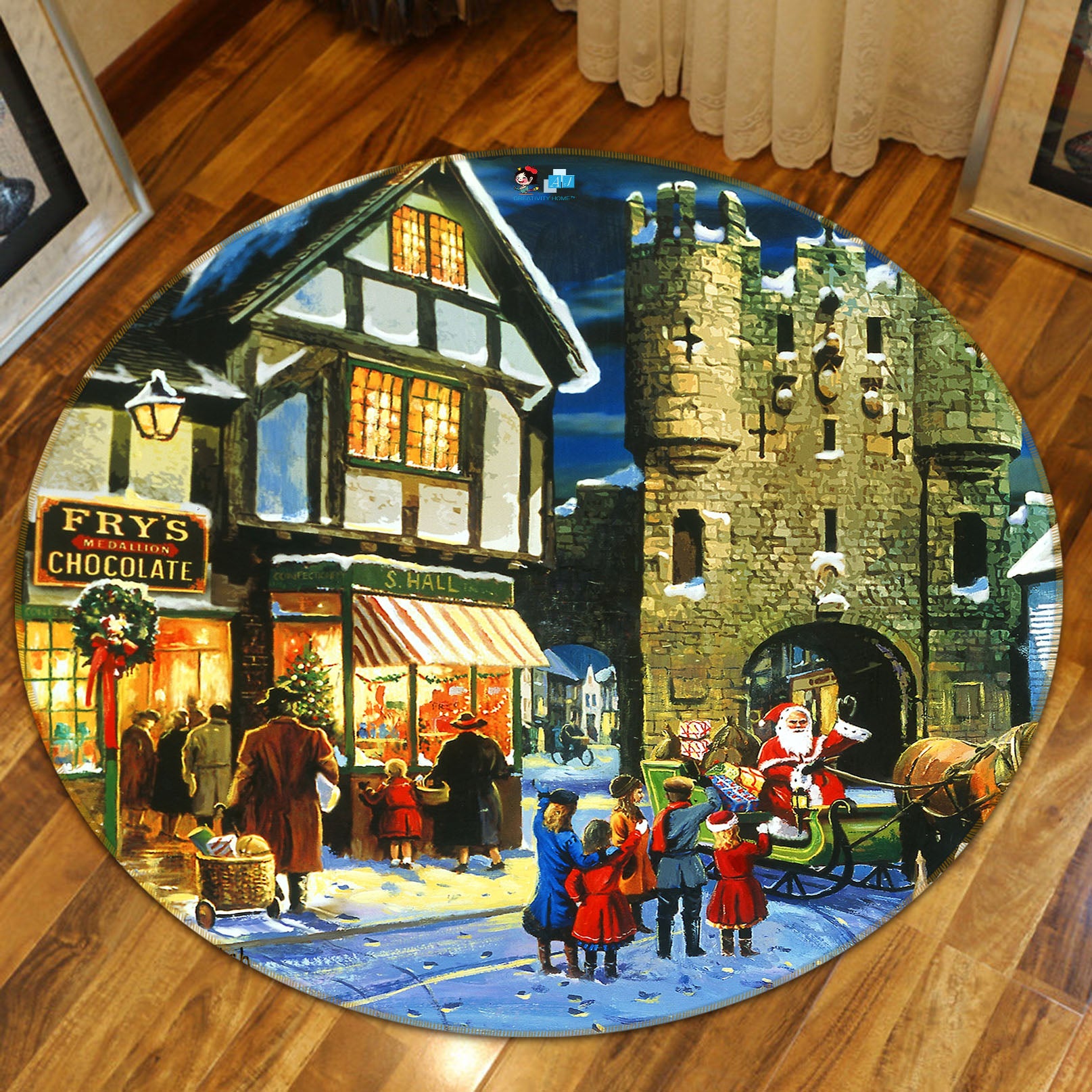 3D Small Town House 043 Kevin Walsh Rug Round Non Slip Rug Mat