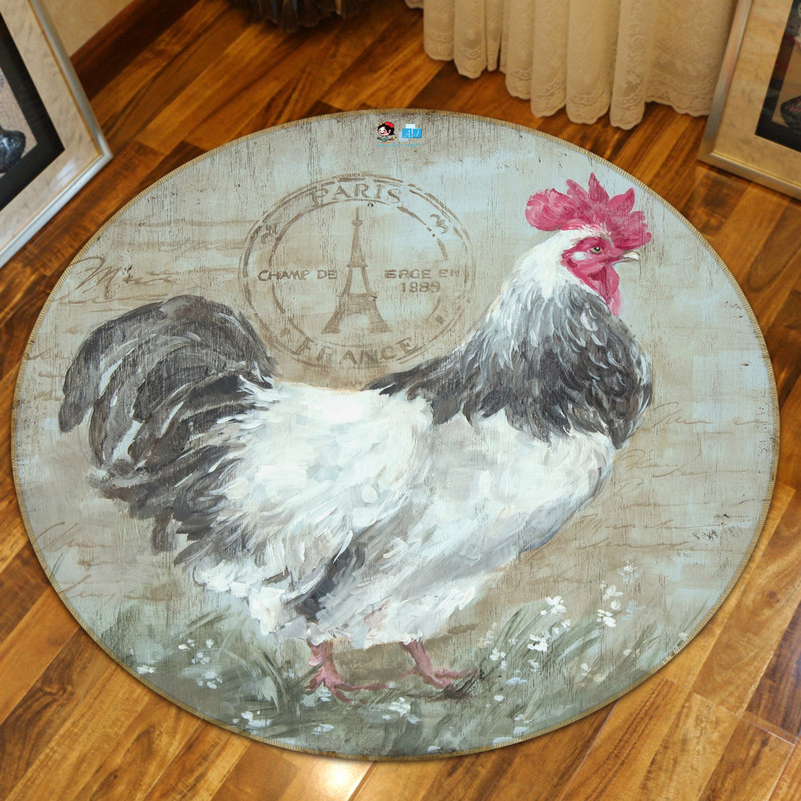 3D Chick 1103 Debi Coules Rug Round Non Slip Rug Mat