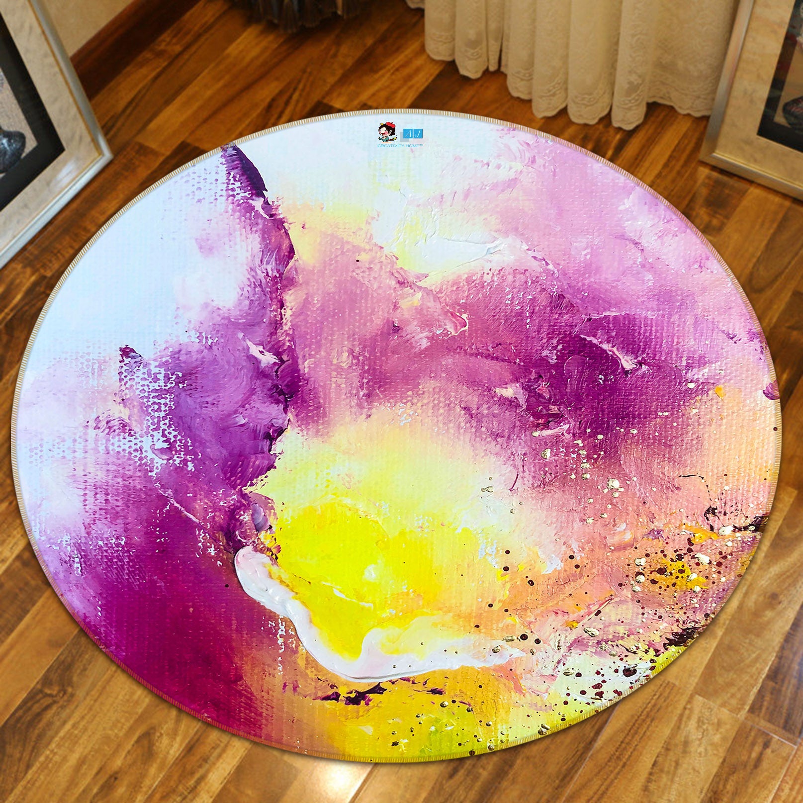 3D Purple Watercolor 929 Skromova Marina Rug Round Non Slip Rug Mat