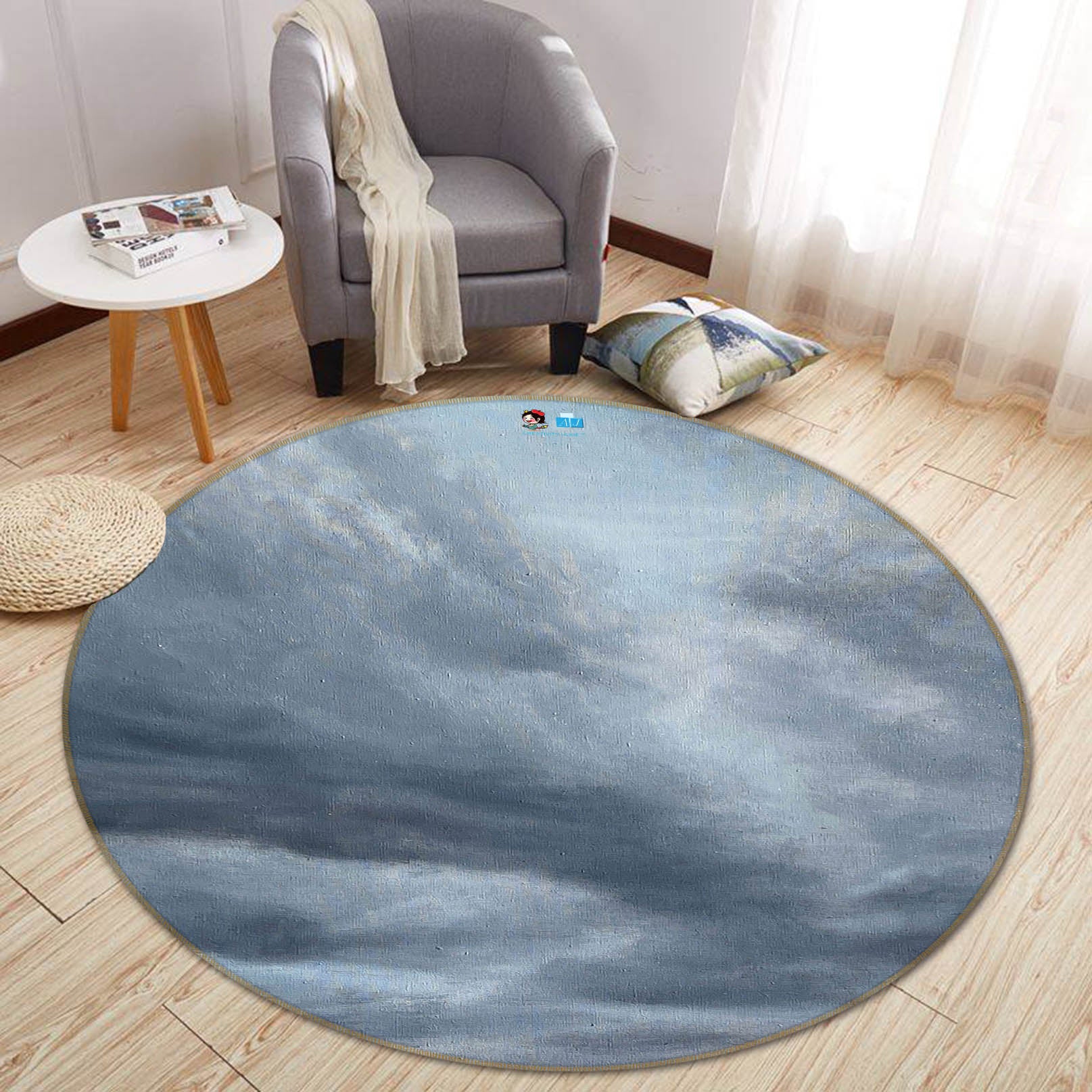 3D Grey Sky 18123 Marina Zotova Rug Round Non Slip Rug Mat