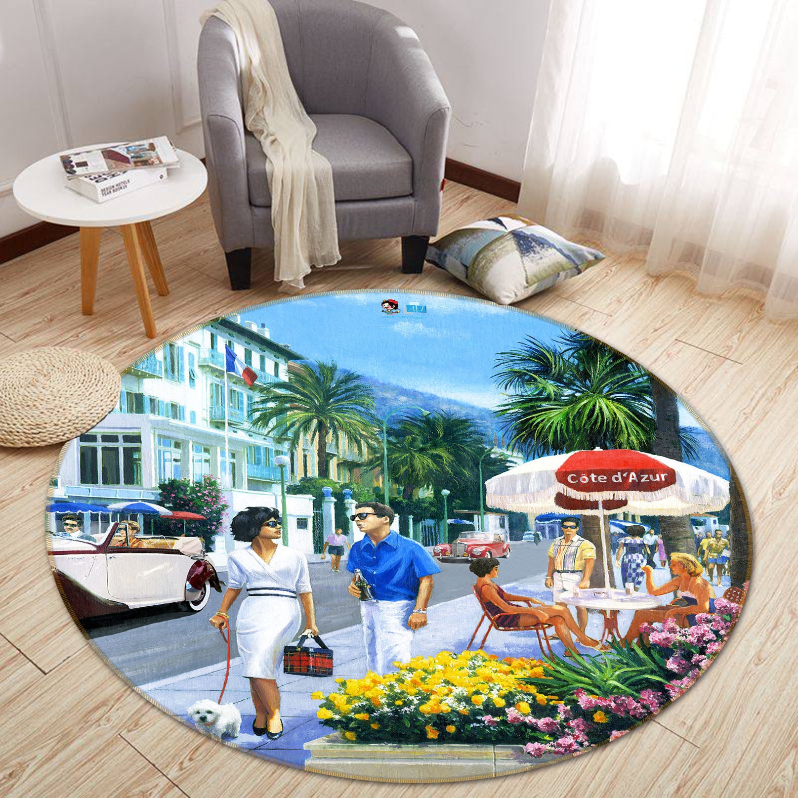 3D Afternoon Tea 068 Kevin Walsh Rug Round Non Slip Rug Mat