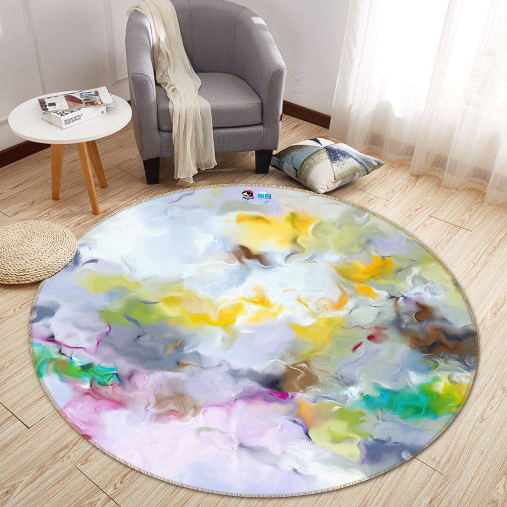 3D Color Wave 170 Round Non Slip Rug Mat Mat AJ Creativity Home 