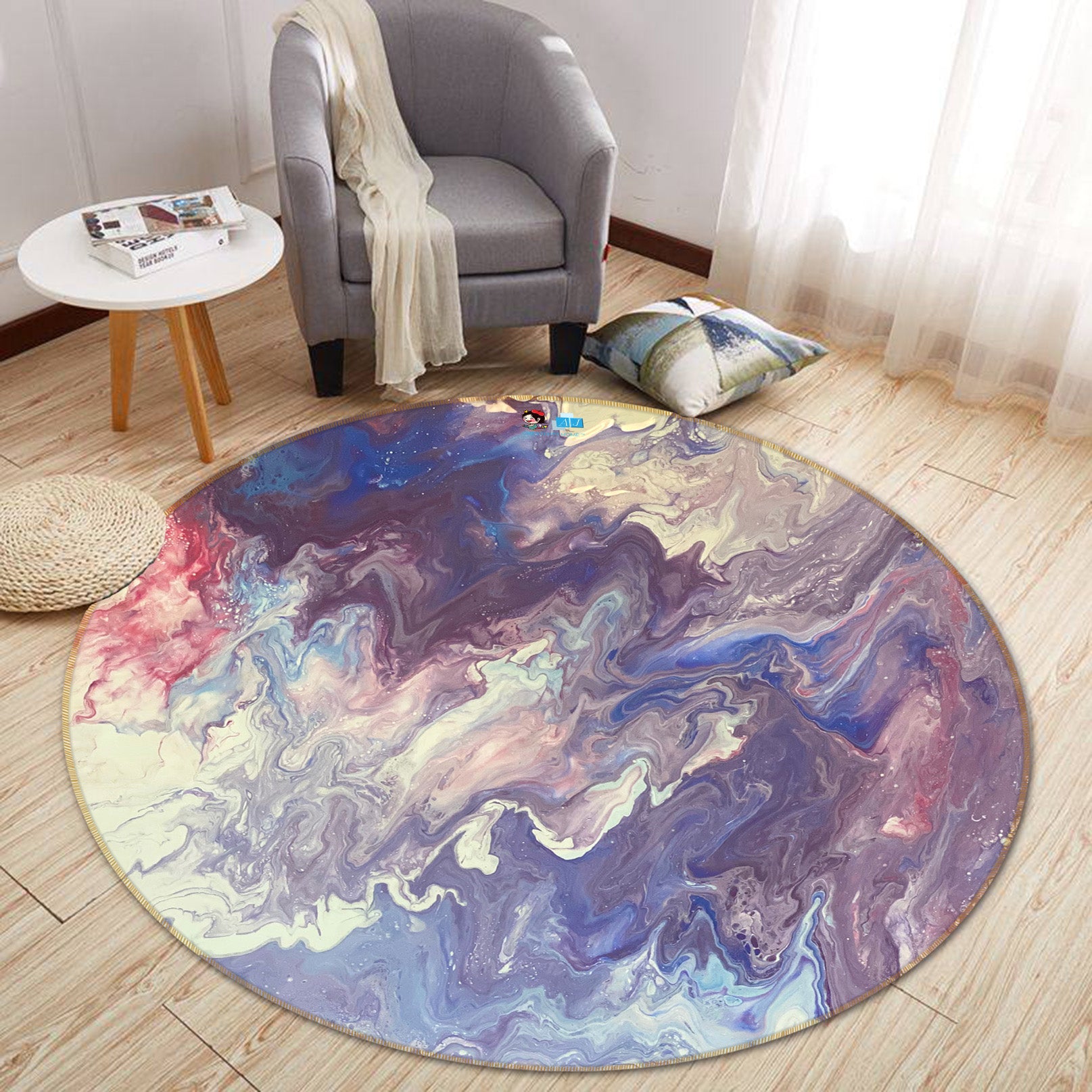 3D Colour Pattern 40010 Valerie Latrice Rug Round Non Slip Rug Mat