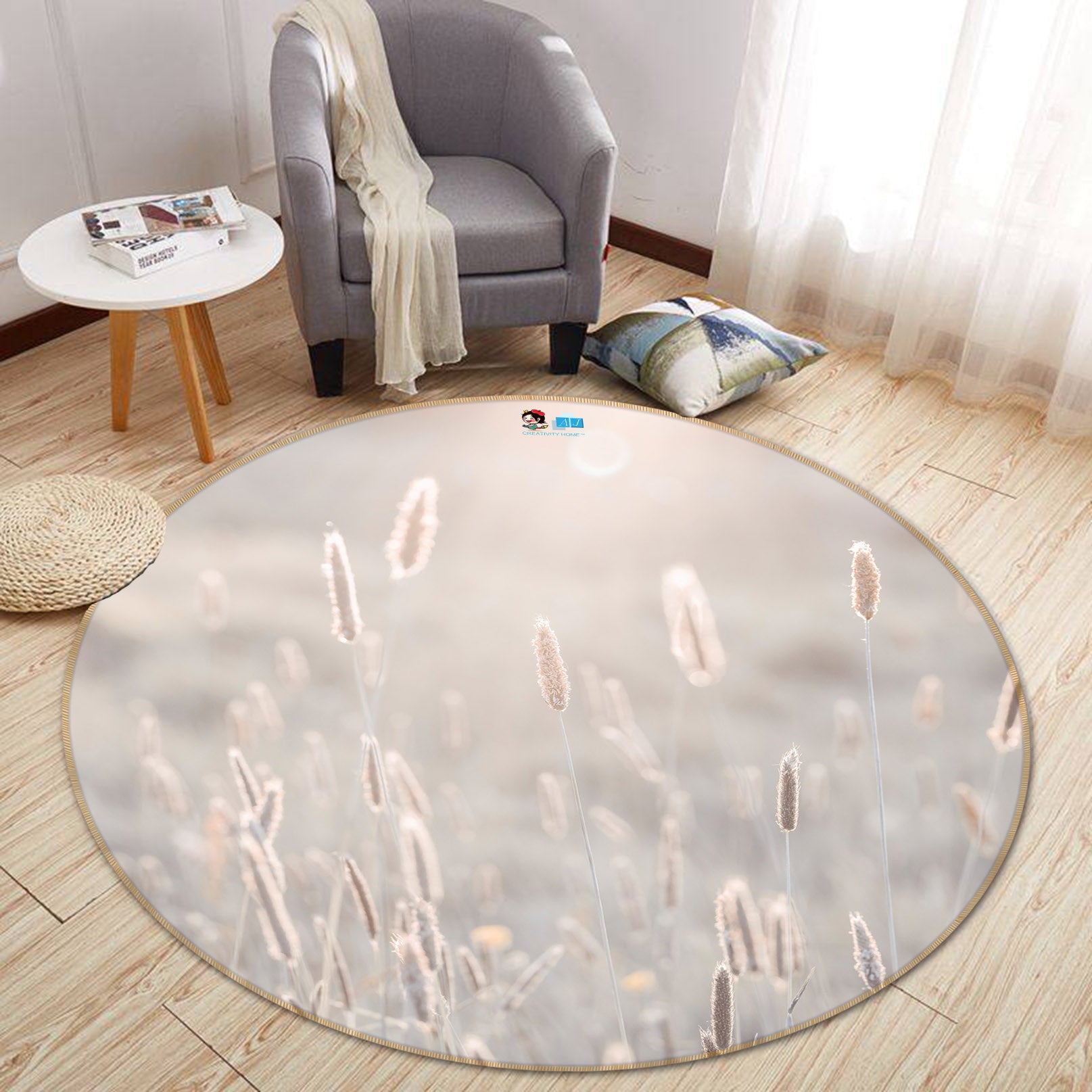 3D Morning Grass 7341 Assaf Frank Rug Round Non Slip Rug Mat