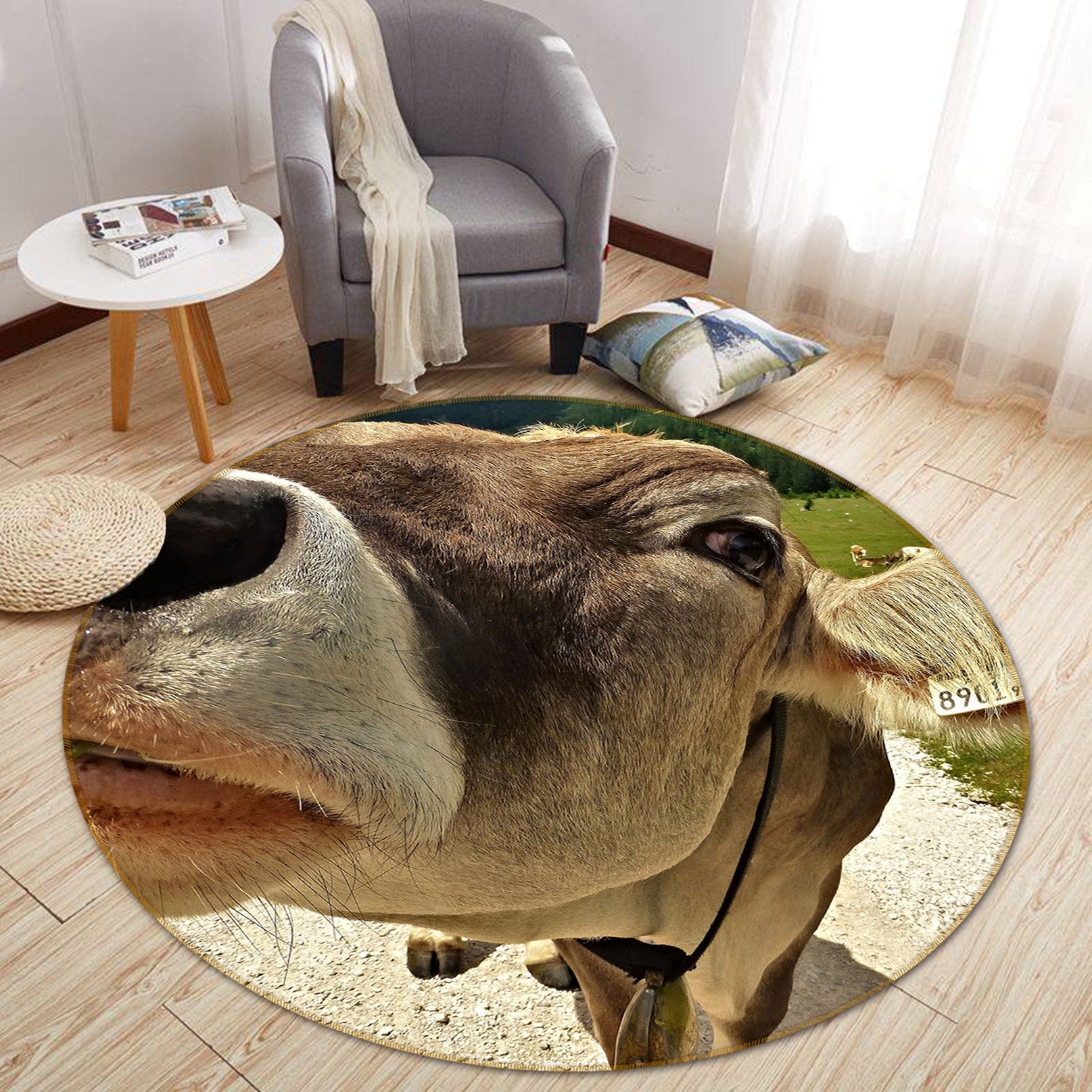 3D Cow Mouth 030 Animal Round Non Slip Rug Mat Mat AJ Creativity Home 