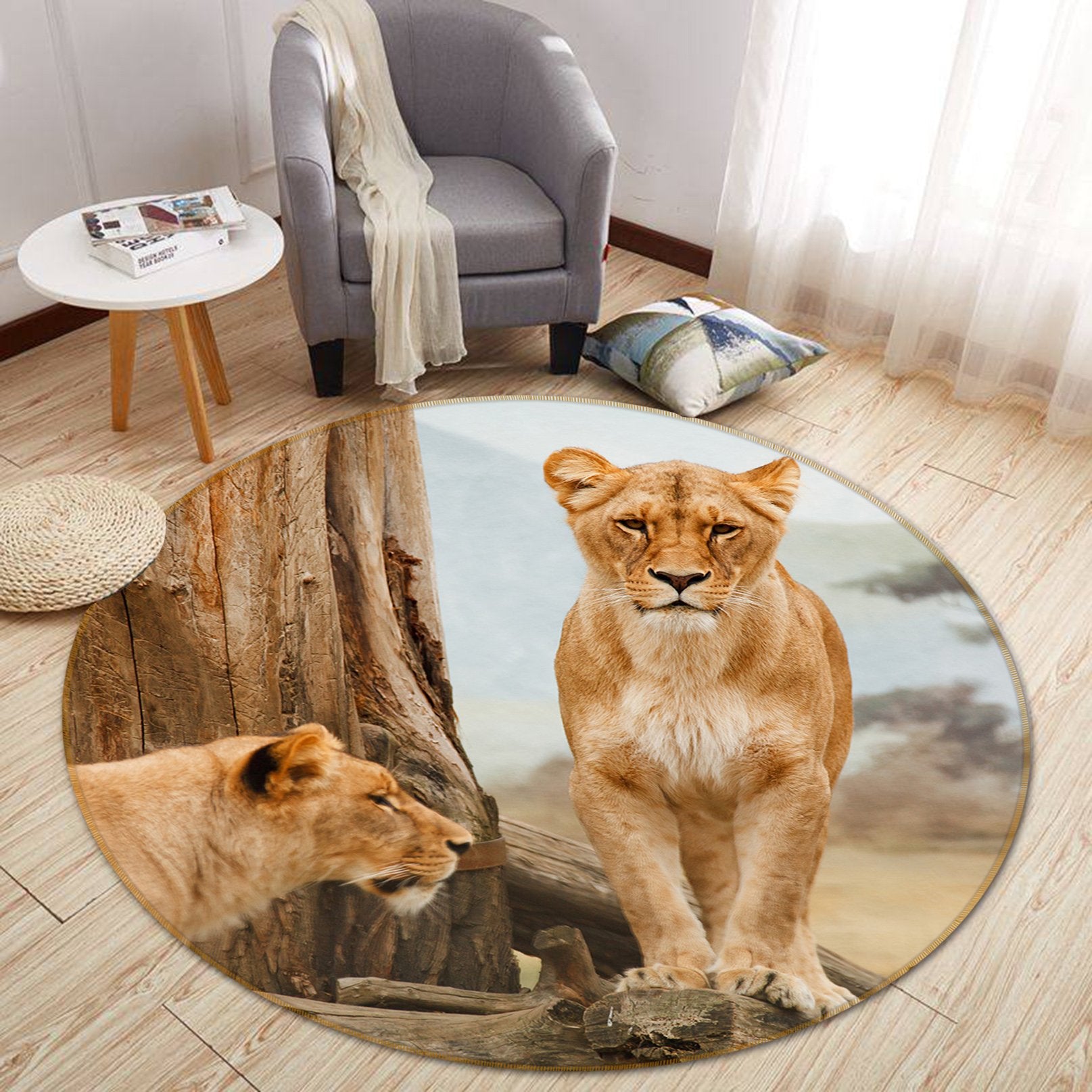 3D Wilderness Cheetah 013 Animal Round Non Slip Rug Mat Mat AJ Creativity Home 