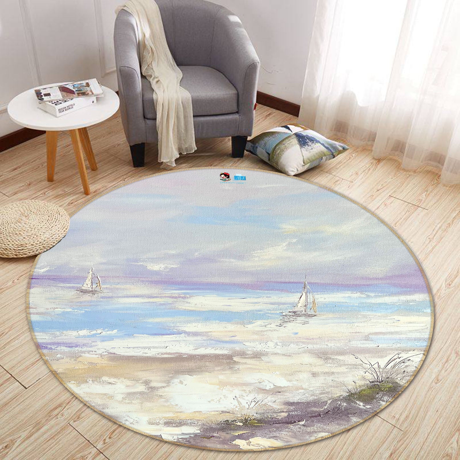 3D Ocean Painting 3875 Skromova Marina Rug Round Non Slip Rug Mat