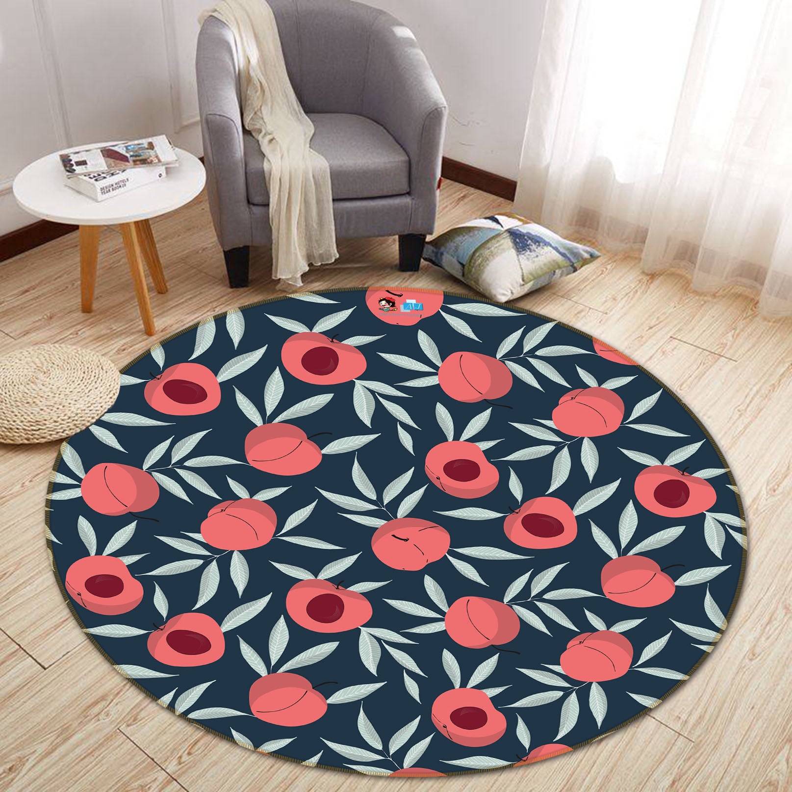 3D Red Flowers 10572 Kashmira Jayaprakash Rug Round Non Slip Rug Mat
