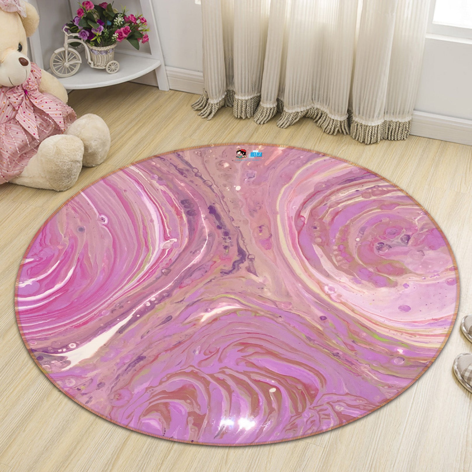 3D Pink Texture 40012 Valerie Latrice Rug Round Non Slip Rug Mat