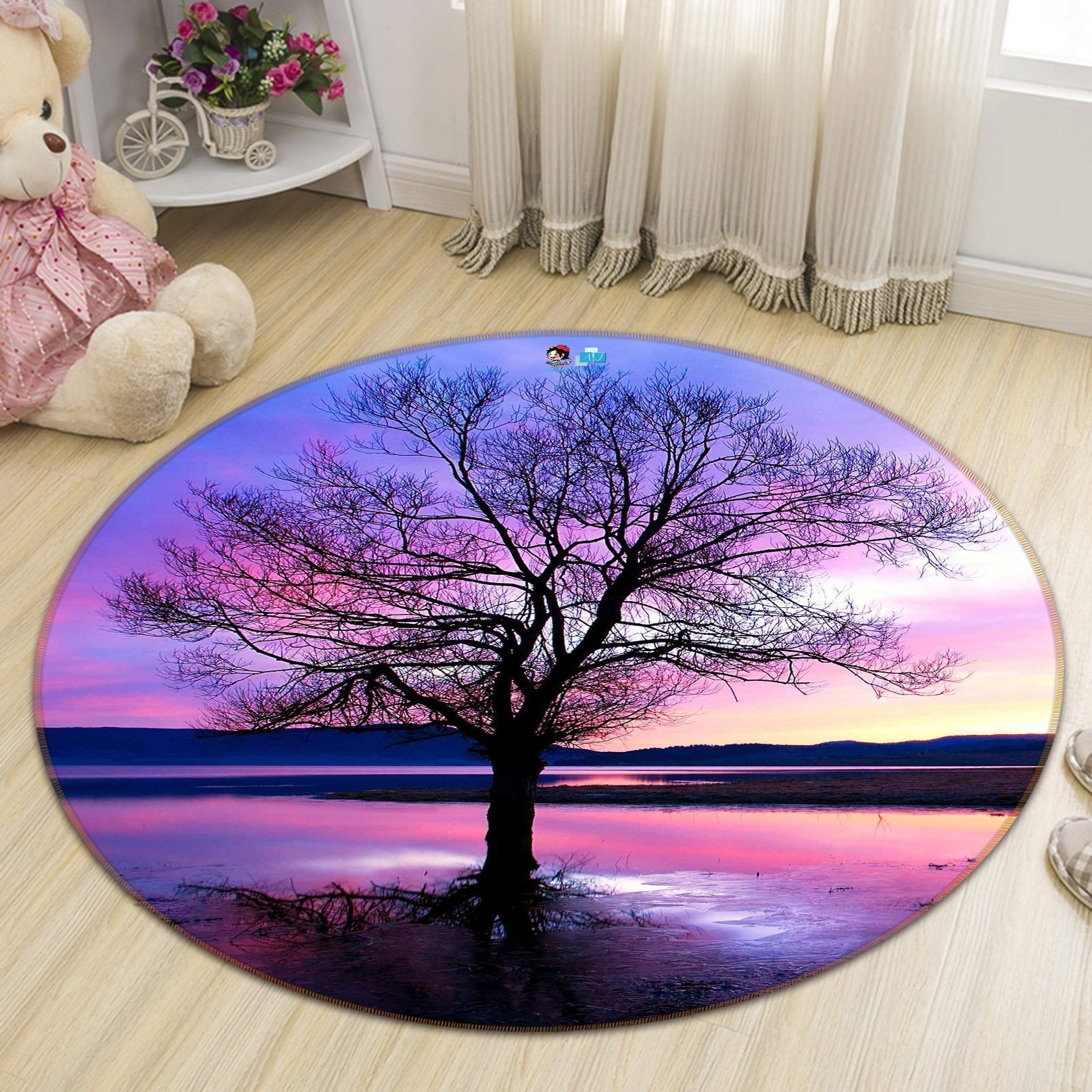 3D Pretty Lake Sunset 124 Round Non Slip Rug Mat Mat AJ Creativity Home 