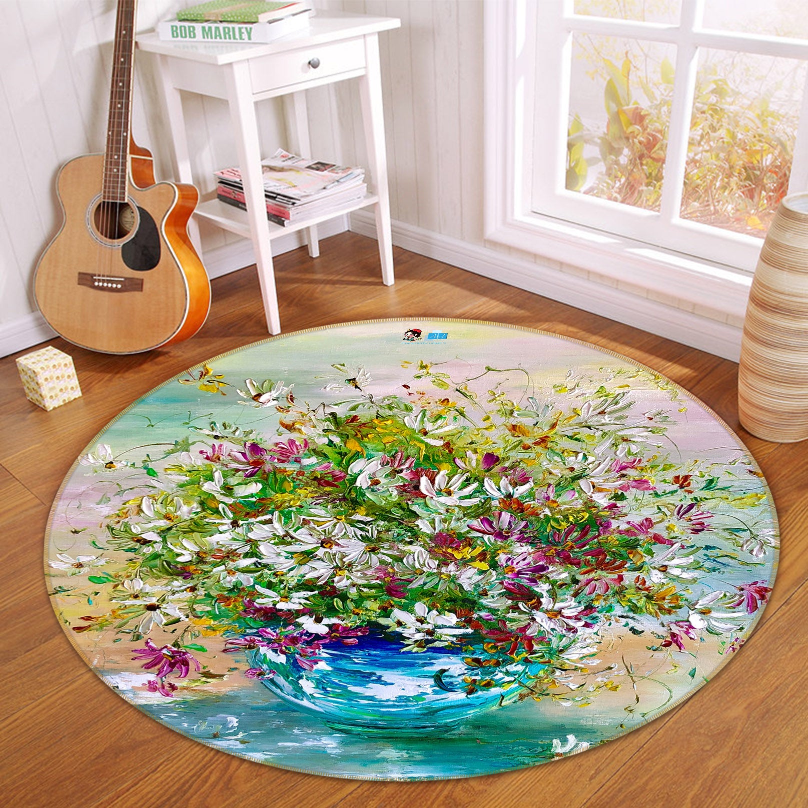 3D Beautiful Bouquet 873 Skromova Marina Rug Round Non Slip Rug Mat