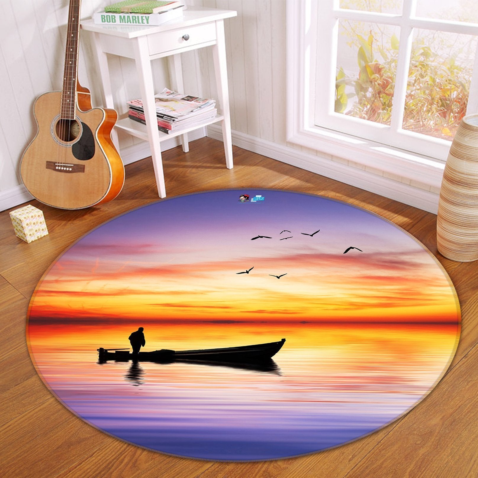 3D Calm Sea Sunset 122 Round Non Slip Rug Mat Mat AJ Creativity Home 