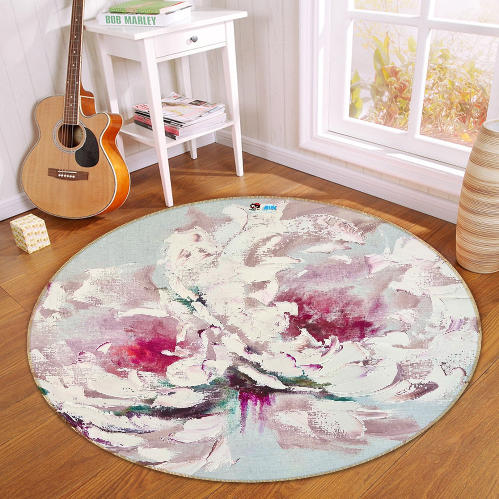 3D Decorative Flower 3909 Skromova Marina Rug Round Non Slip Rug Mat