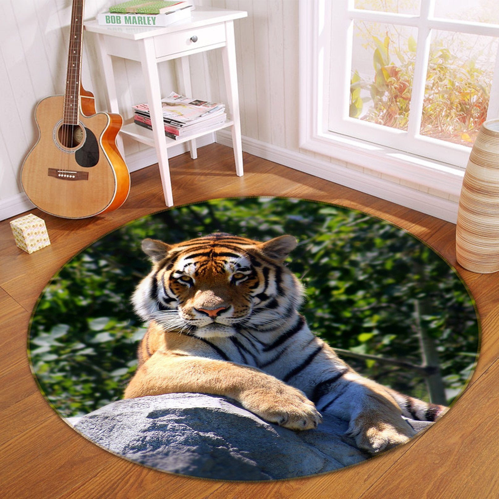 3D Tiger King 104 Animal Round Non Slip Rug Mat Mat AJ Creativity Home 