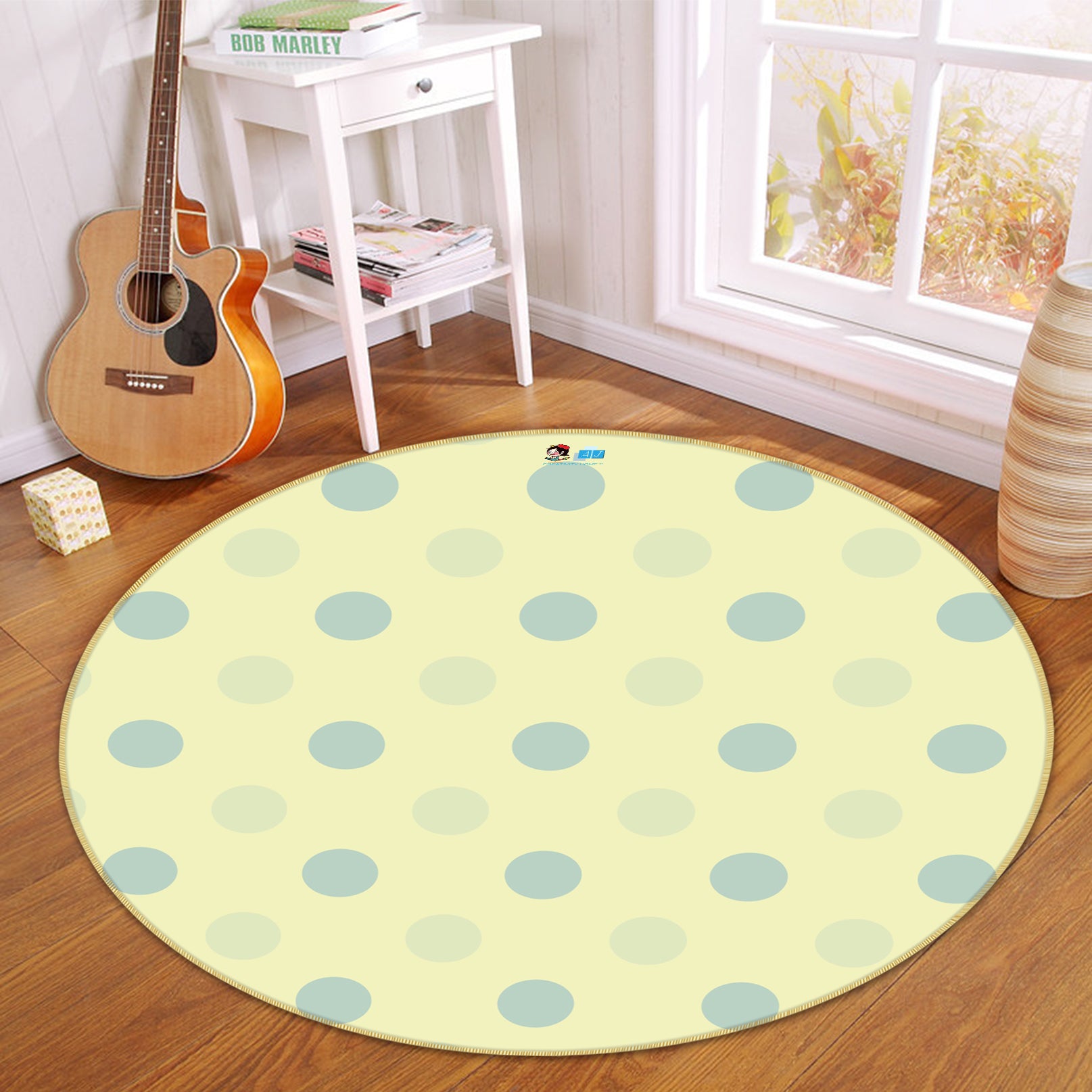 3D Polka Dots Pattern 98109 Kasumi Loffler Rug Round Non Slip Rug Mat