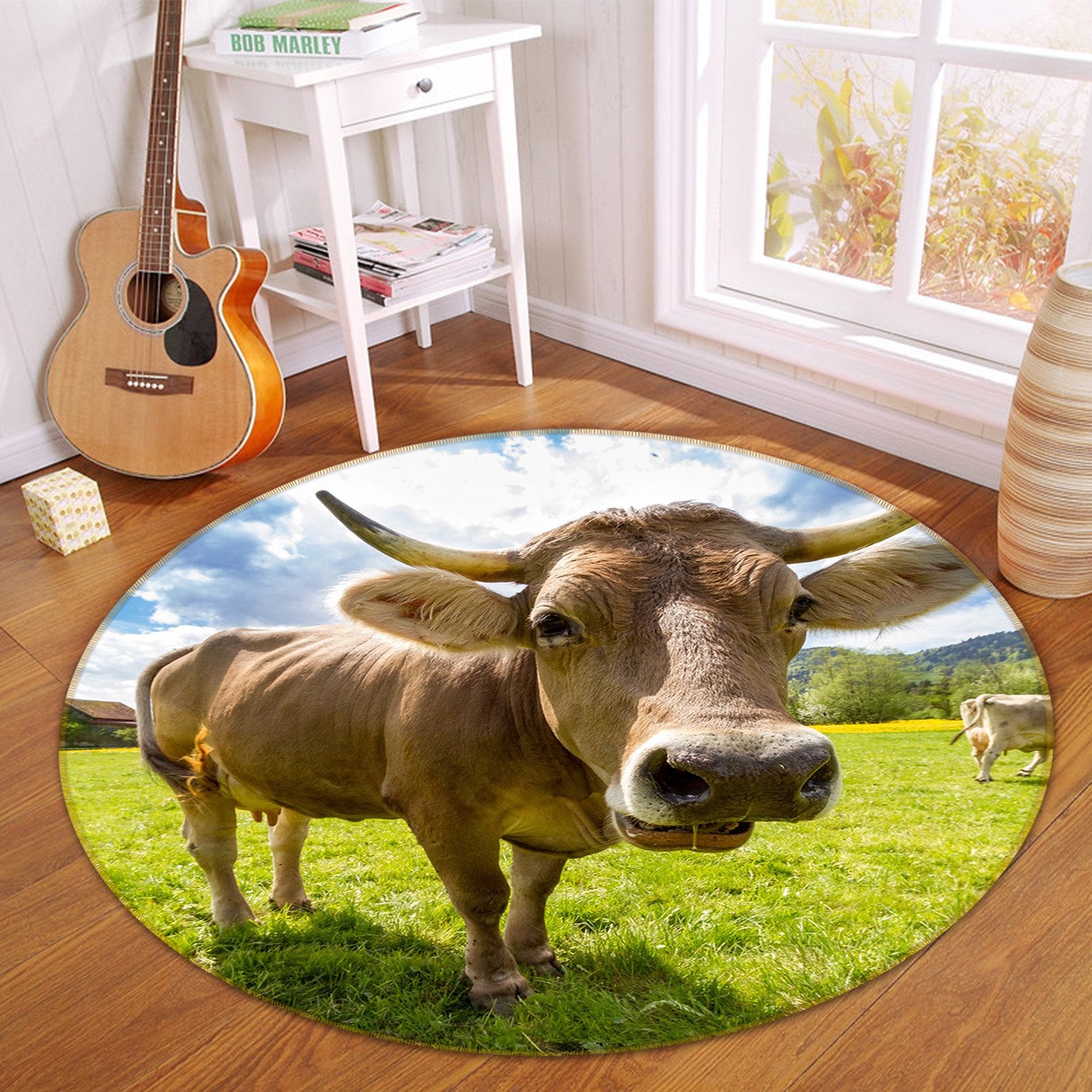 3D Prairie Cattle 027 Animal Round Non Slip Rug Mat Mat AJ Creativity Home 