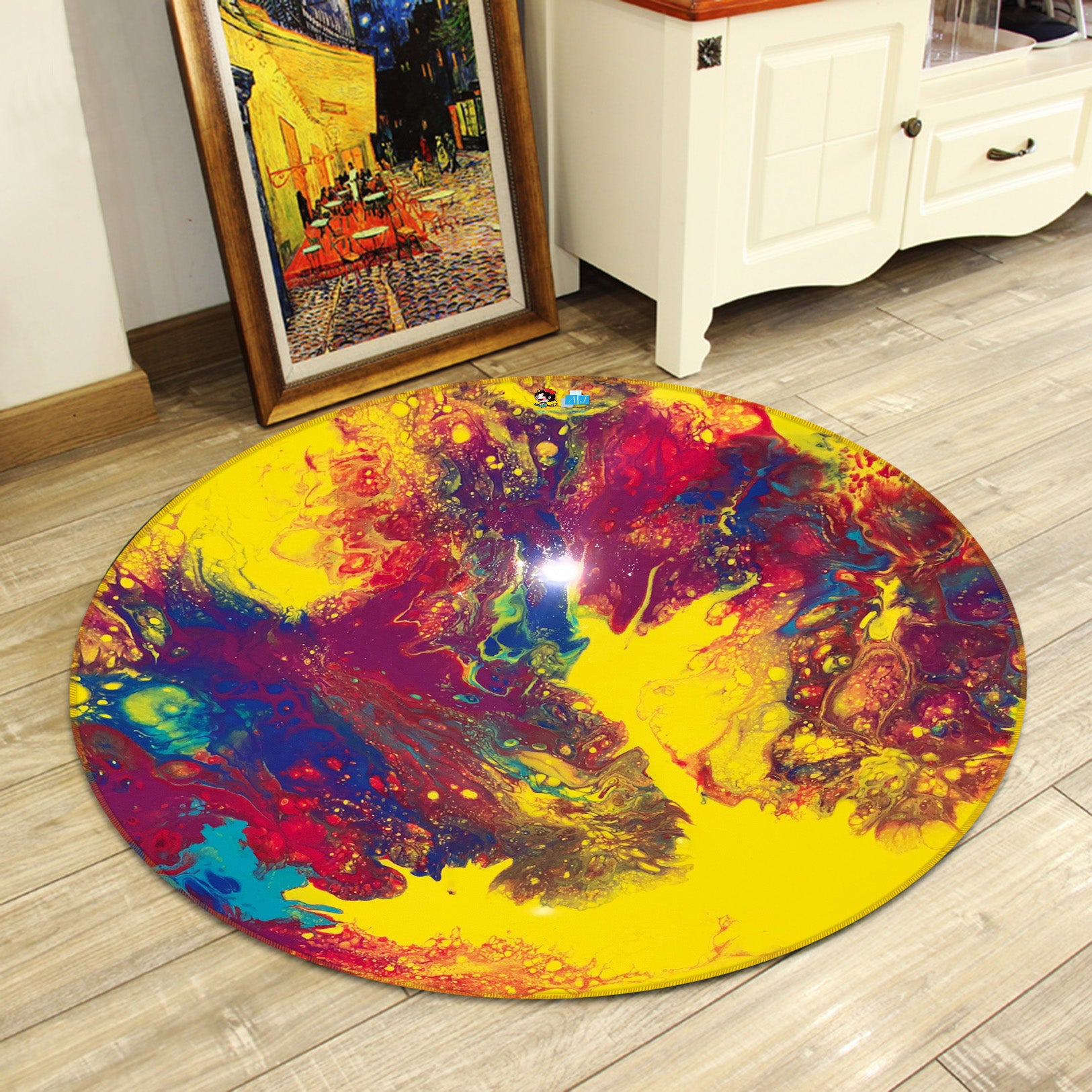 3D Colorful Pattern 40015 Valerie Latrice Rug Round Non Slip Rug Mat