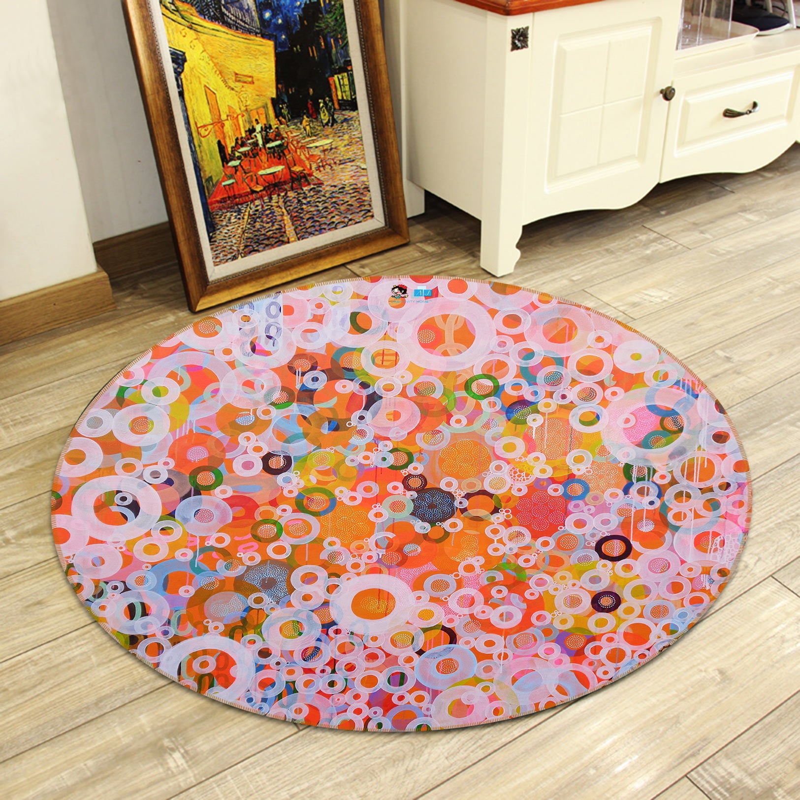 3D Colorful Circle 1336 Misako Chida Rug Round Non Slip Rug Mat