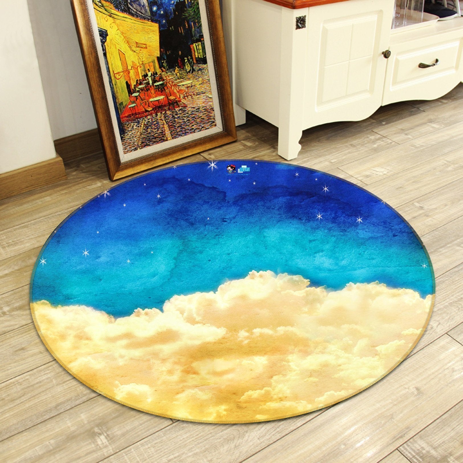 3D Stars Sky Clouds 84 Round Non Slip Rug Mat Mat AJ Creativity Home 