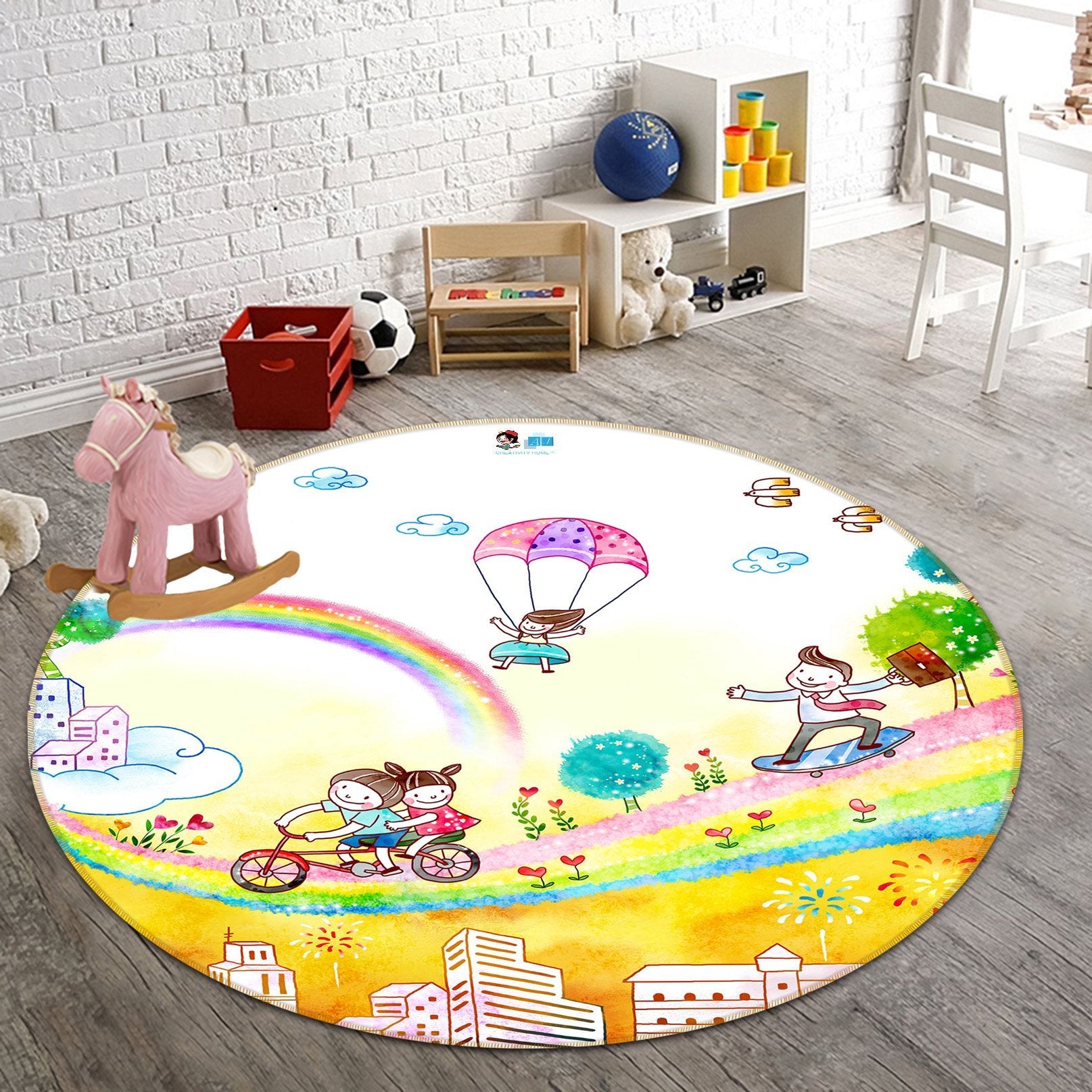 3D Hand Drawn Rainbow 060 Round Non Slip Rug Mat Mat AJ Creativity Home 