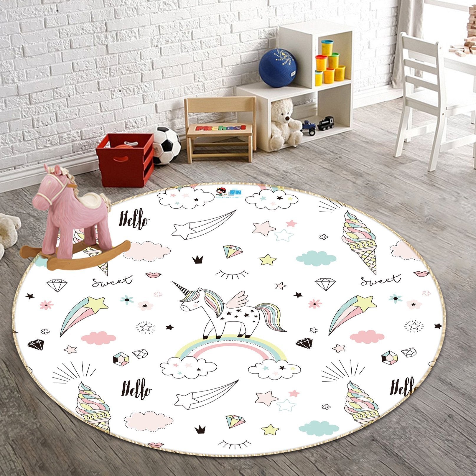 3D Rainbow Pentagram 294 Round Non Slip Rug Mat Mat AJ Creativity Home 