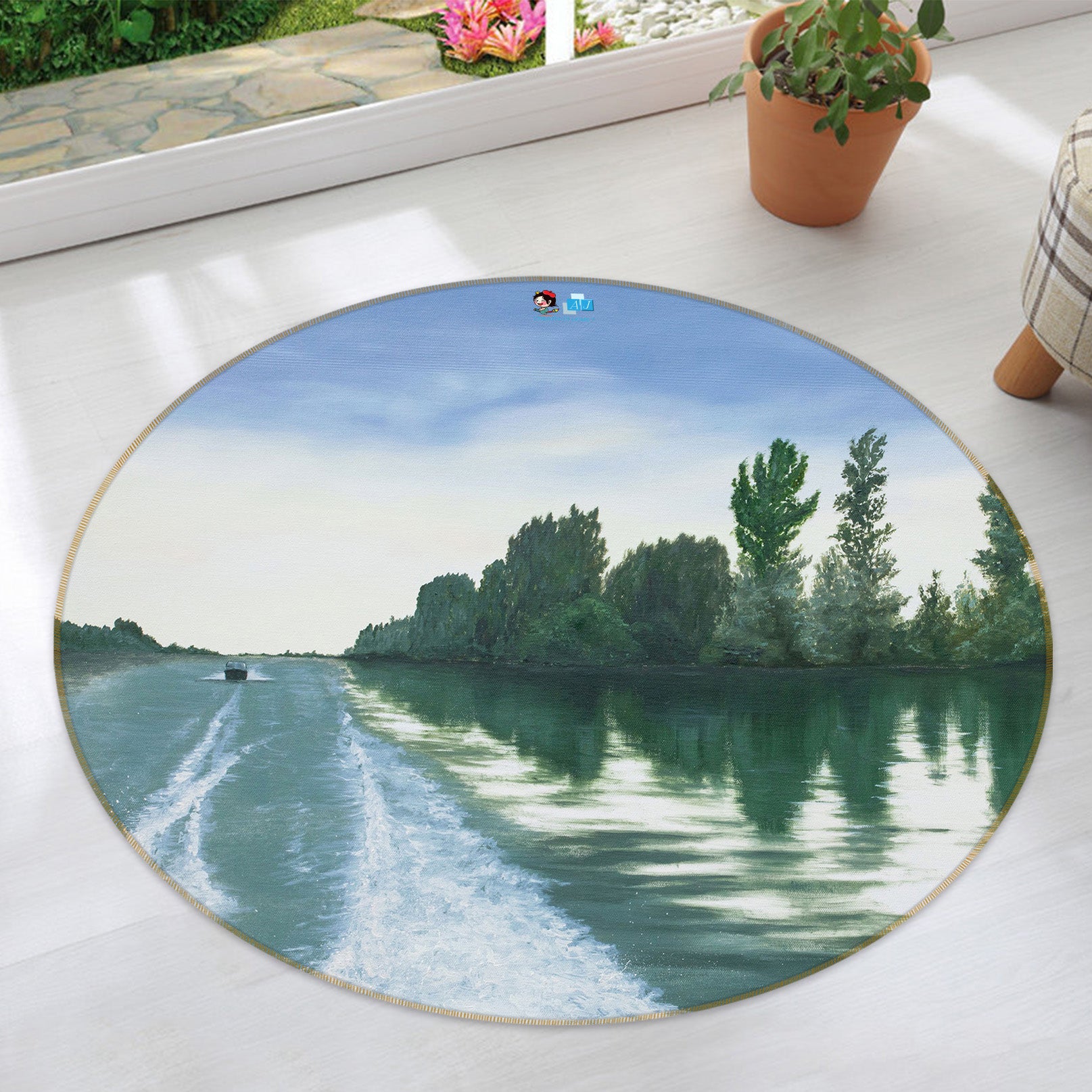 3D River Woods 18162 Marina Zotova Rug Round Non Slip Rug Mat