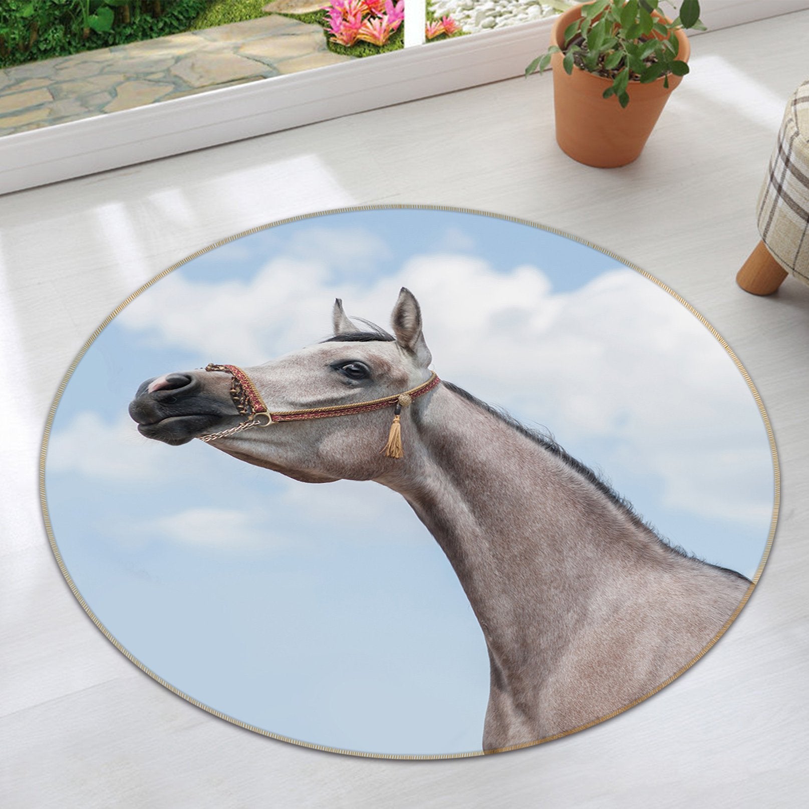3D Horse Neck 064 Animal Round Non Slip Rug Mat Mat AJ Creativity Home 