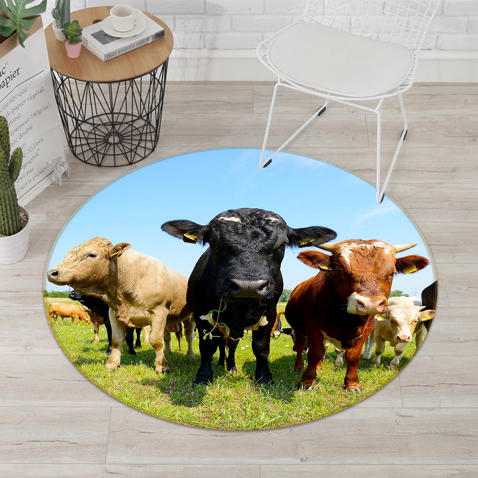 3D Grassland Herd 032 Animal Round Non Slip Rug Mat Mat AJ Creativity Home 