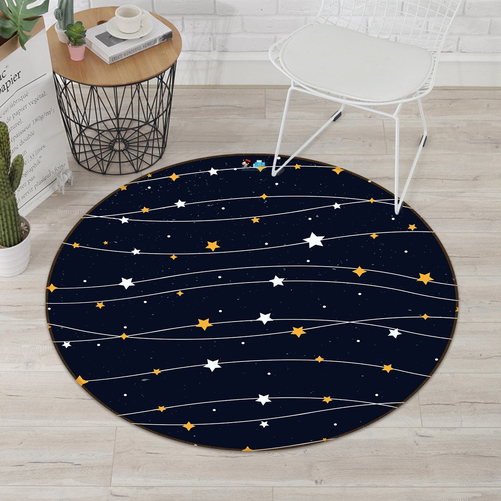 3D Pentagram Connection 214 Round Non Slip Rug Mat Mat AJ Creativity Home 