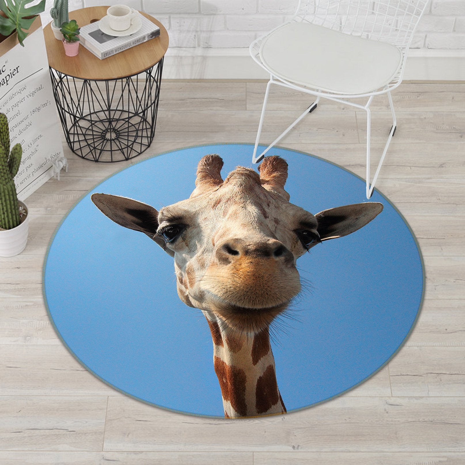 3D Giraffe Cute 052 Animal Round Non Slip Rug Mat Mat AJ Creativity Home 