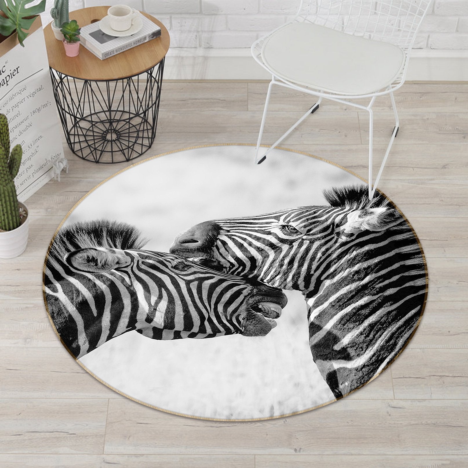 3D Zebra 113 Animal Round Non Slip Rug Mat Mat AJ Creativity Home 