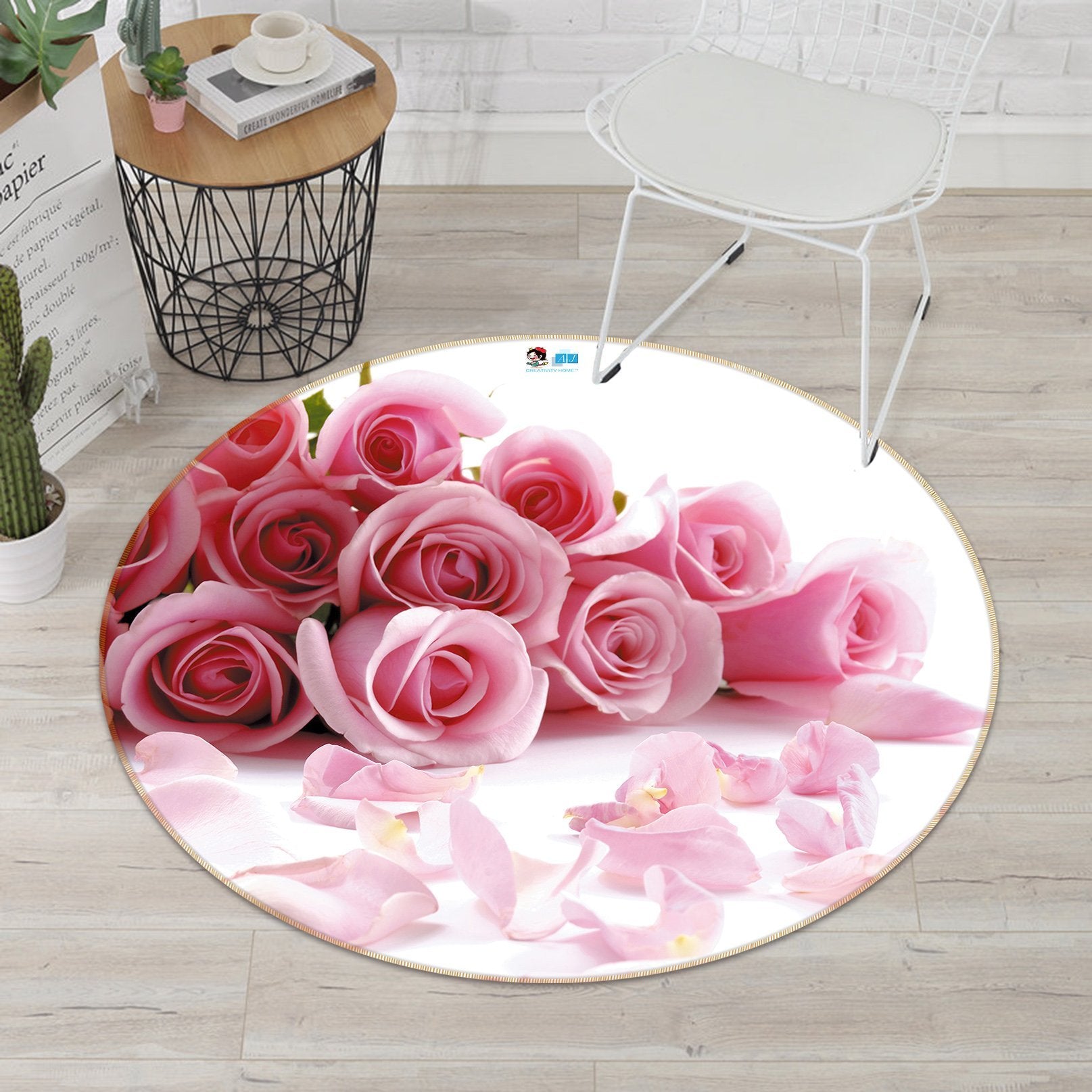 3D Pink Rose 061 Round Non Slip Rug Mat Mat AJ Creativity Home 