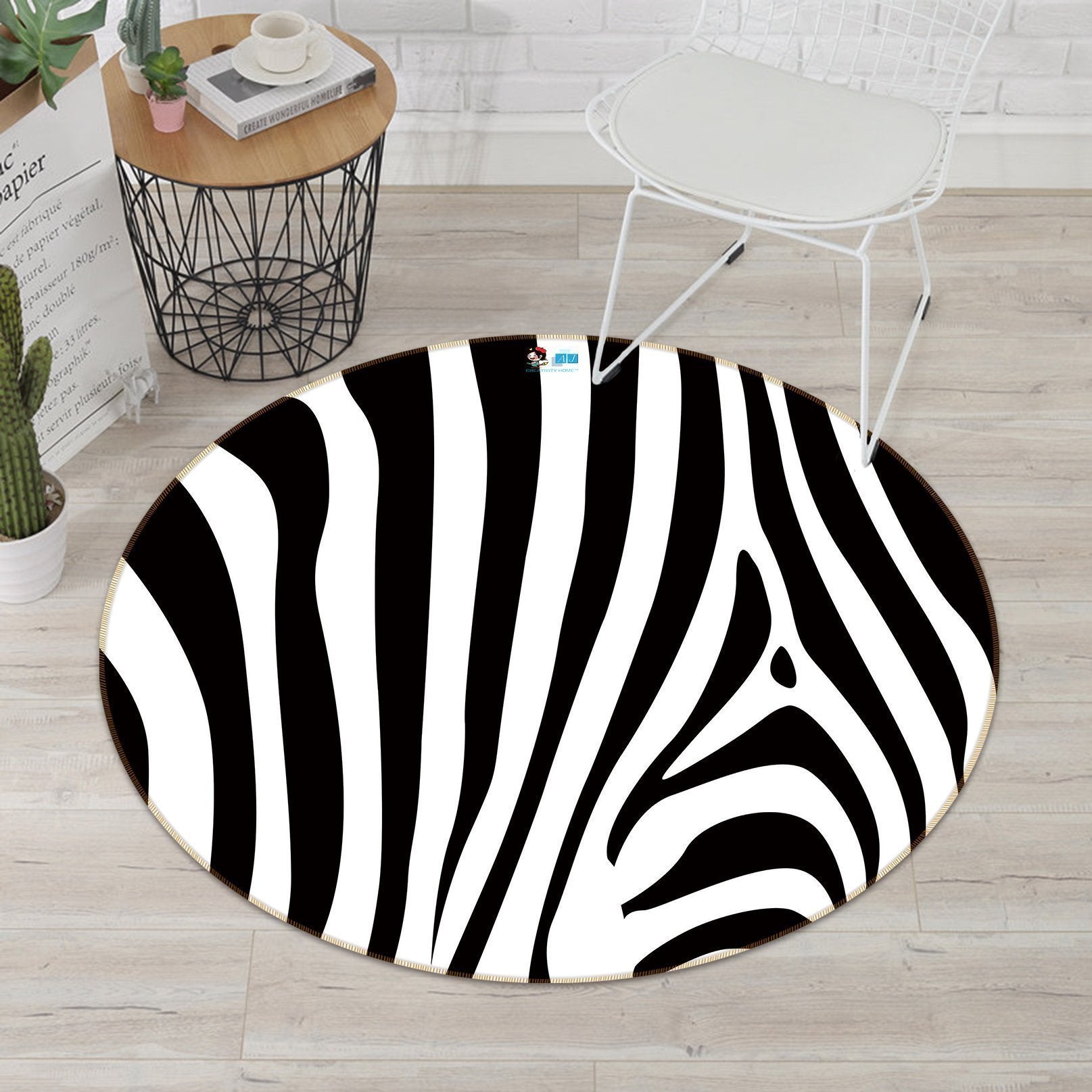 3D Black White Stripes 56 Round Non Slip Rug Mat Mat AJ Creativity Home 