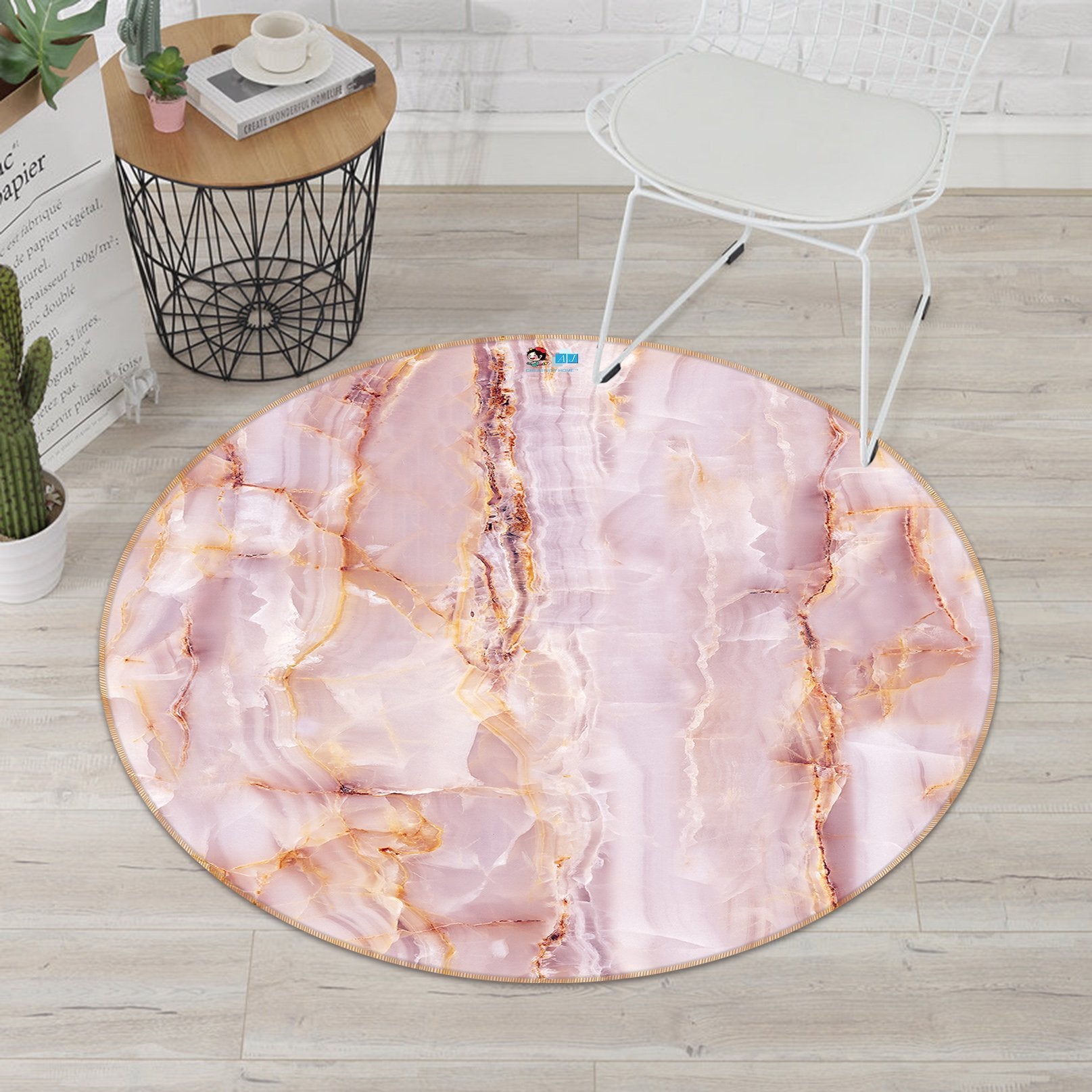 3D Powder Stone Pattern 128 Round Non Slip Rug Mat Mat AJ Creativity Home 