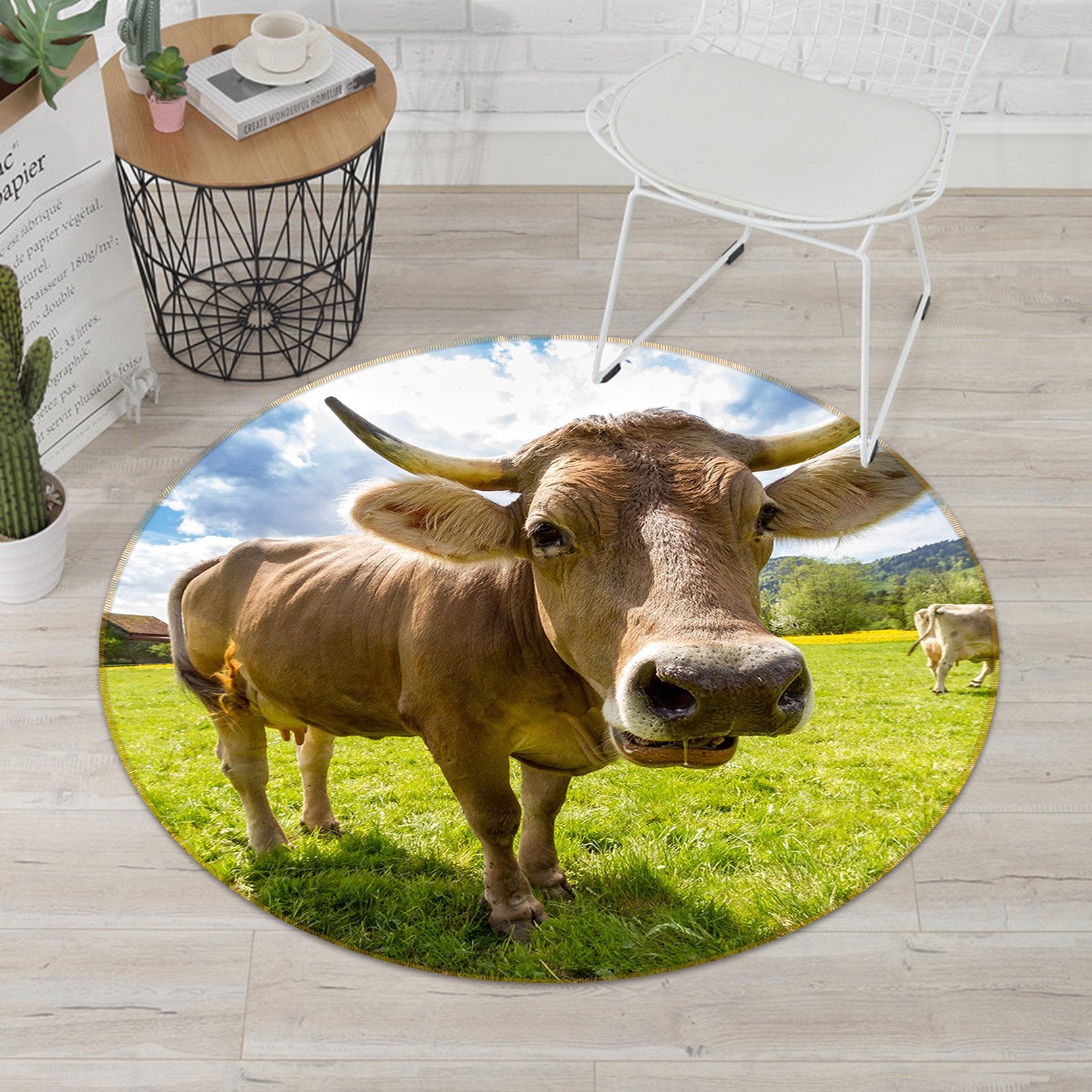 3D Prairie Cattle 027 Animal Round Non Slip Rug Mat Mat AJ Creativity Home 