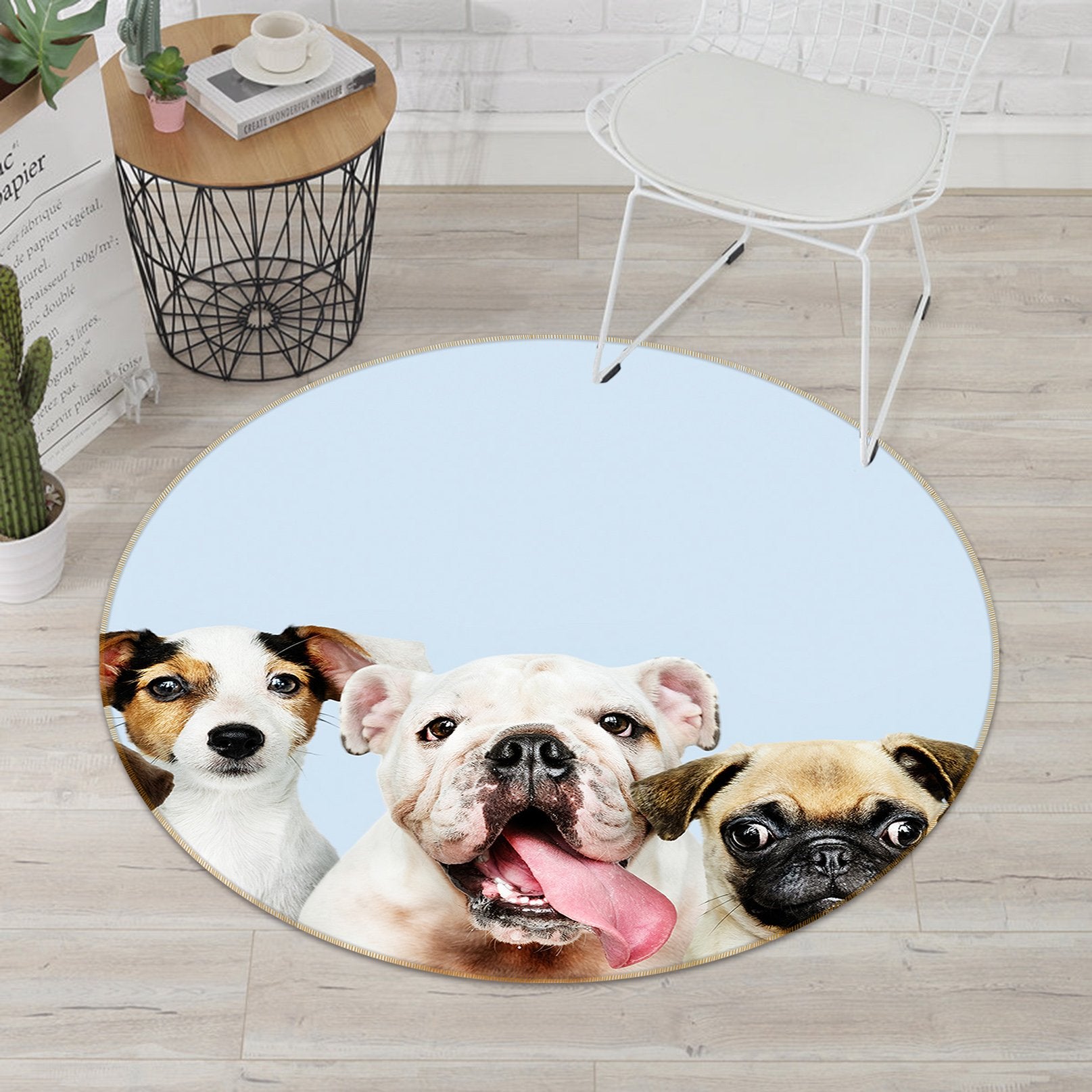 3D Puppy Cute 008 Animal Round Non Slip Rug Mat Mat AJ Creativity Home 