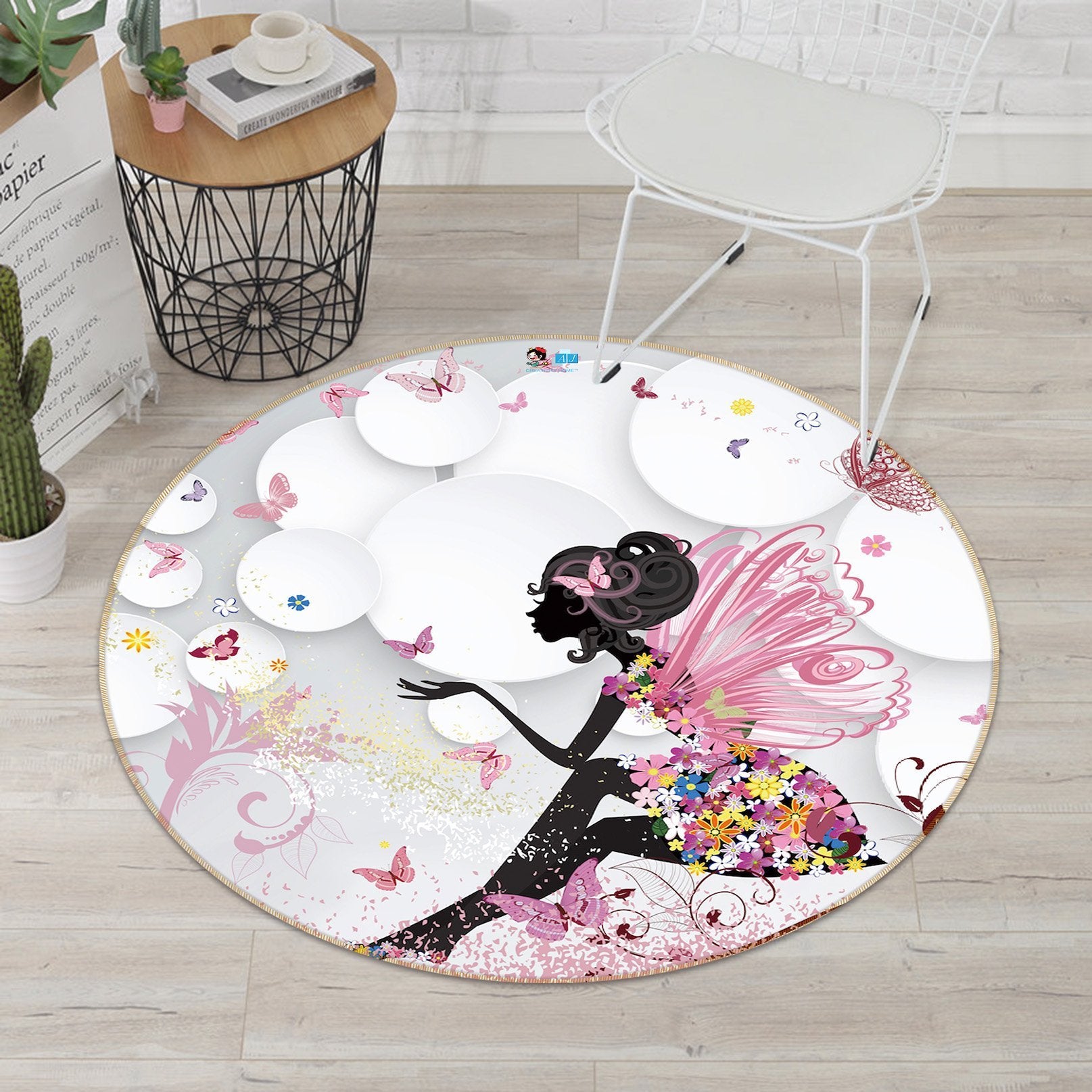 3D Wing Butterfly 325 Round Non Slip Rug Mat Mat AJ Creativity Home 